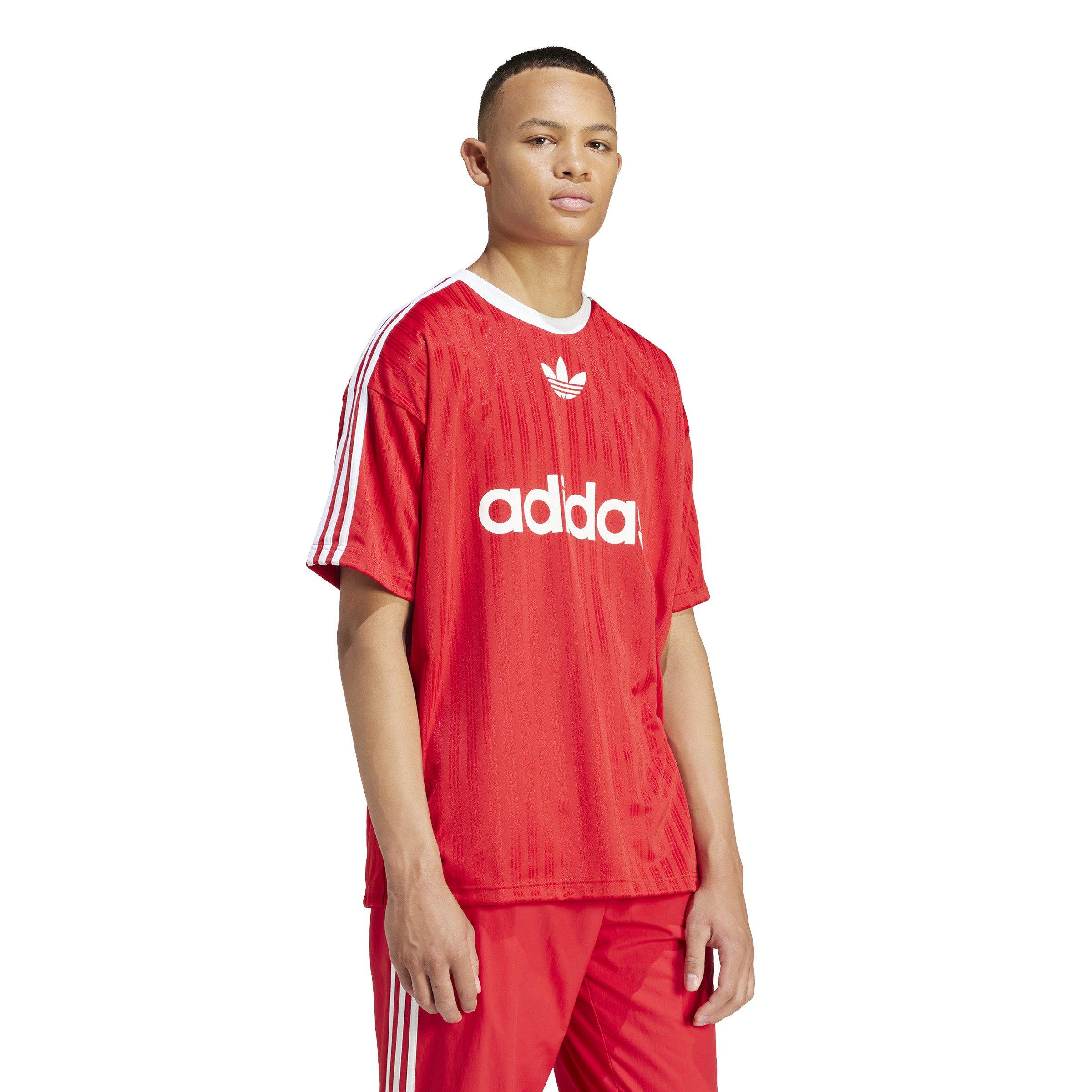 adidas Men's Adicolor Poly Tee - Red - RED/WHITE Thumbnail View 4
