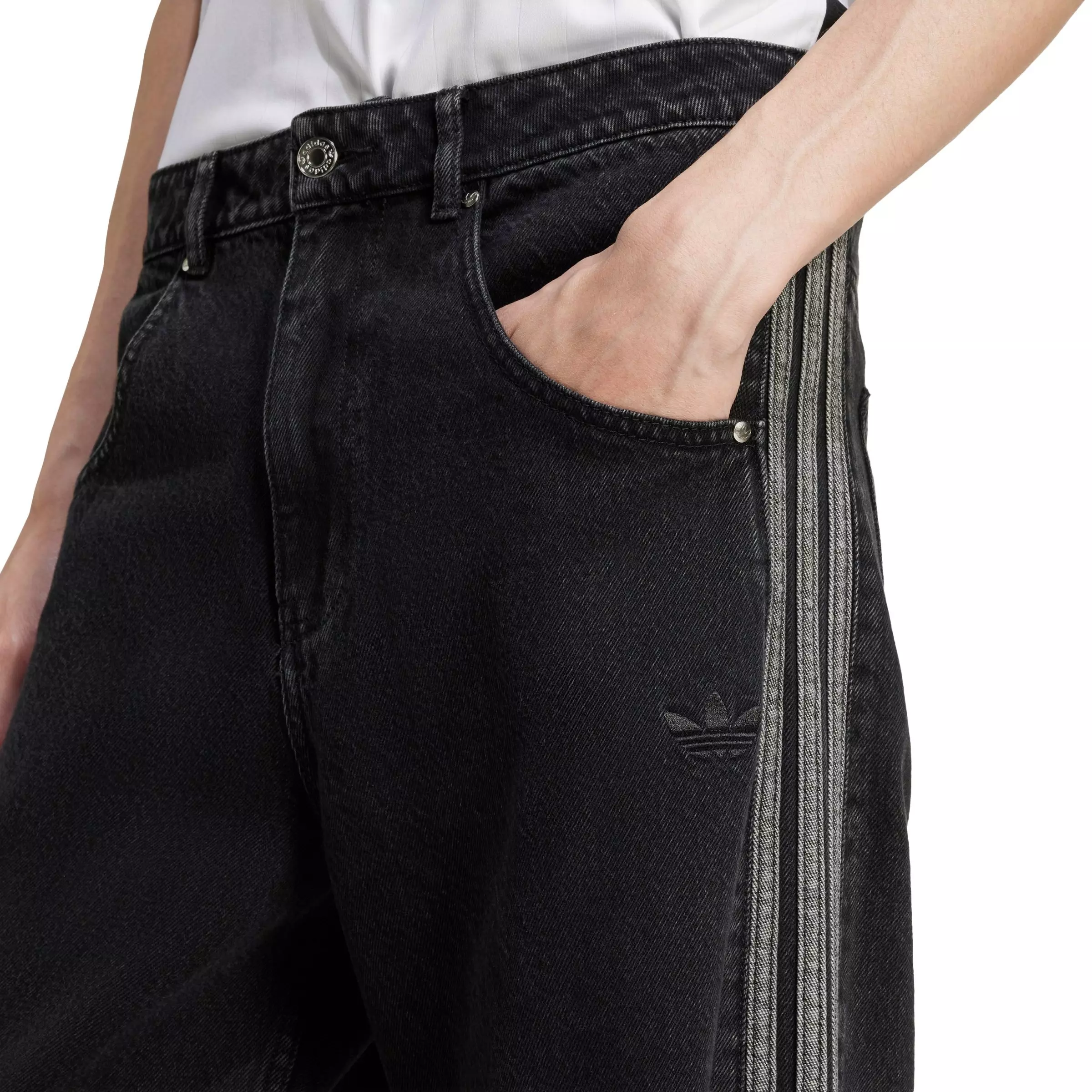 adidas Originals Men's Denim Firebird Joggers - BLACK