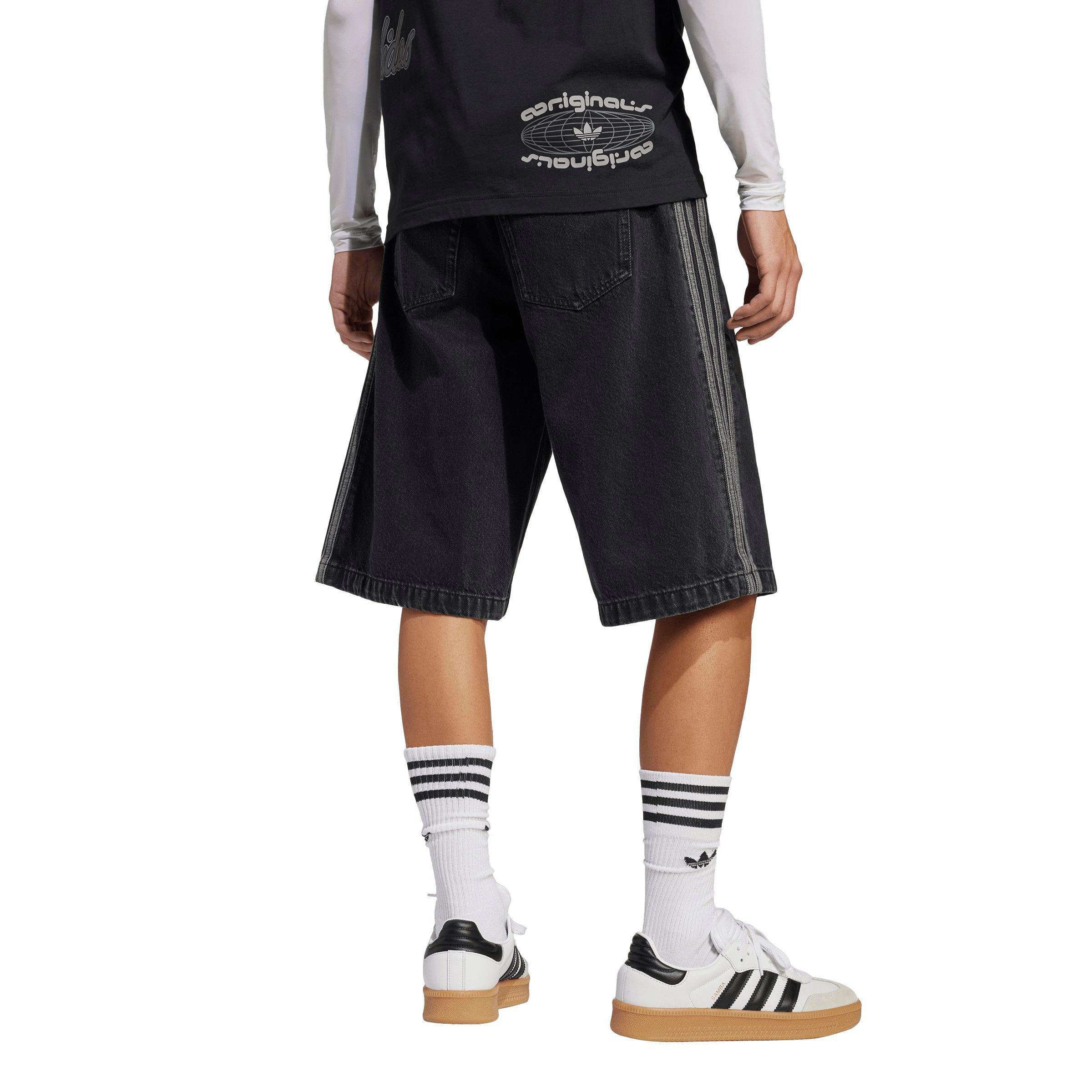 adidas Originals Men's Adicolor Denim Firebird Shorts - BLACK Thumbnail View 2