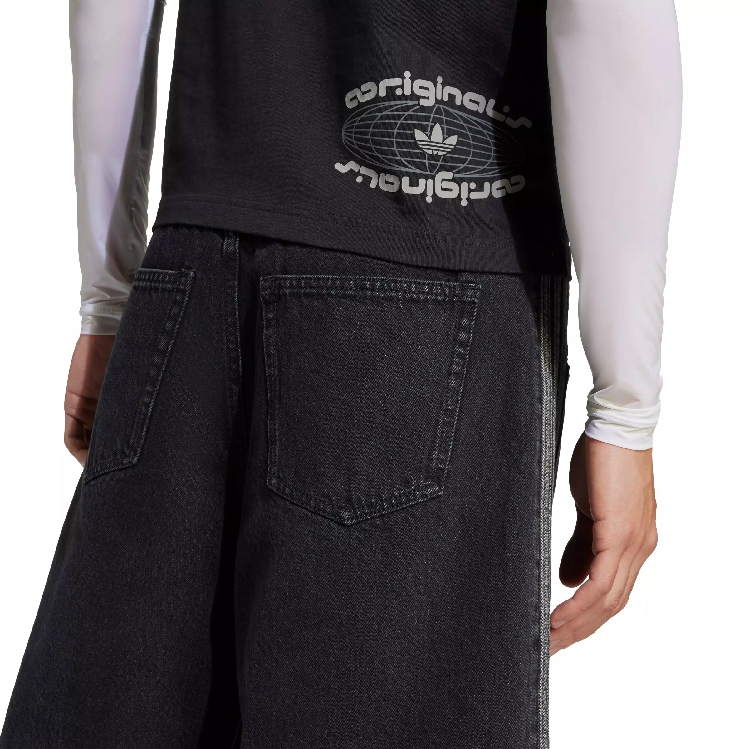 adidas Originals Men's Adicolor Denim Firebird Shorts - BLACK