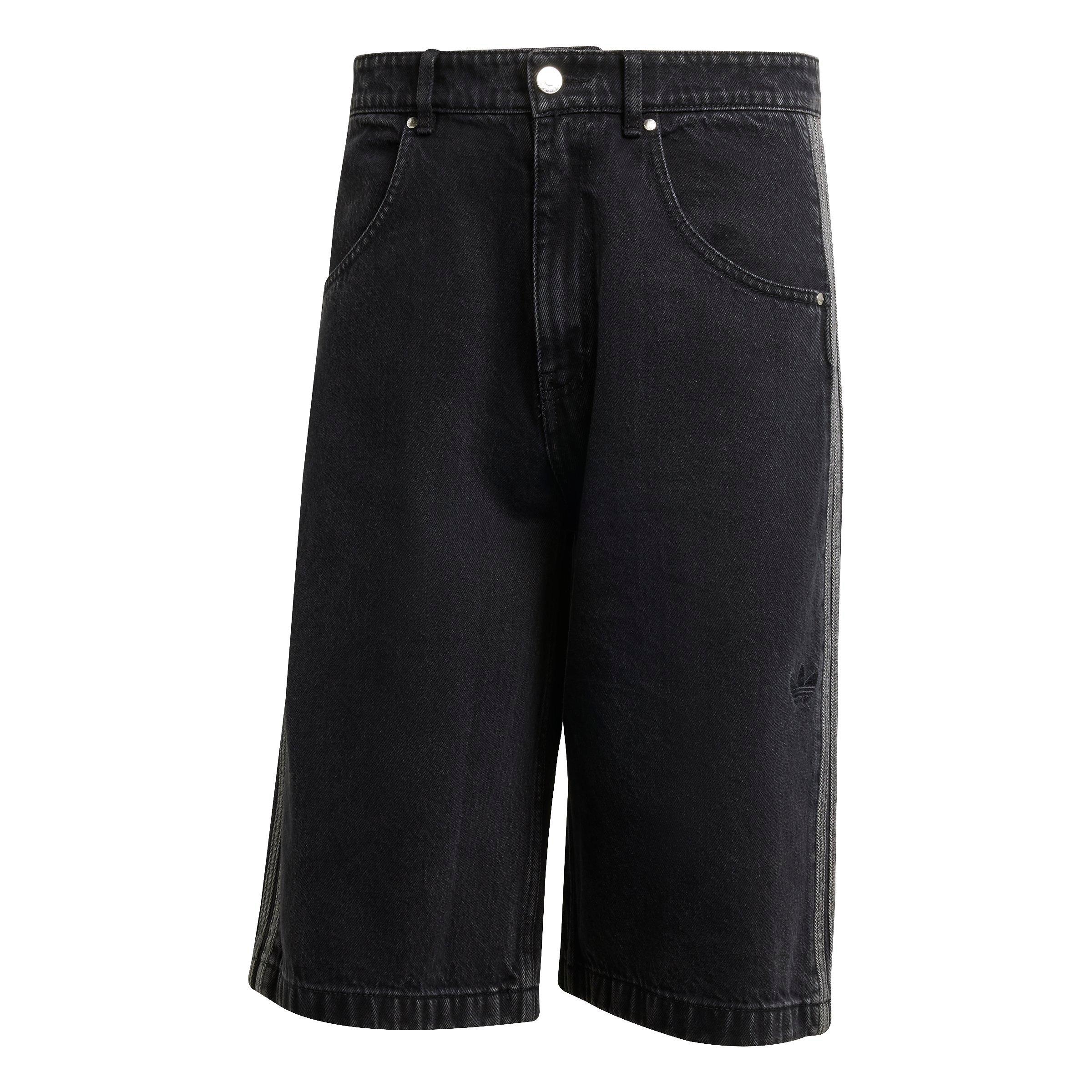 adidas Originals Men's Adicolor Denim Firebird Shorts - BLACK Thumbnail View 6