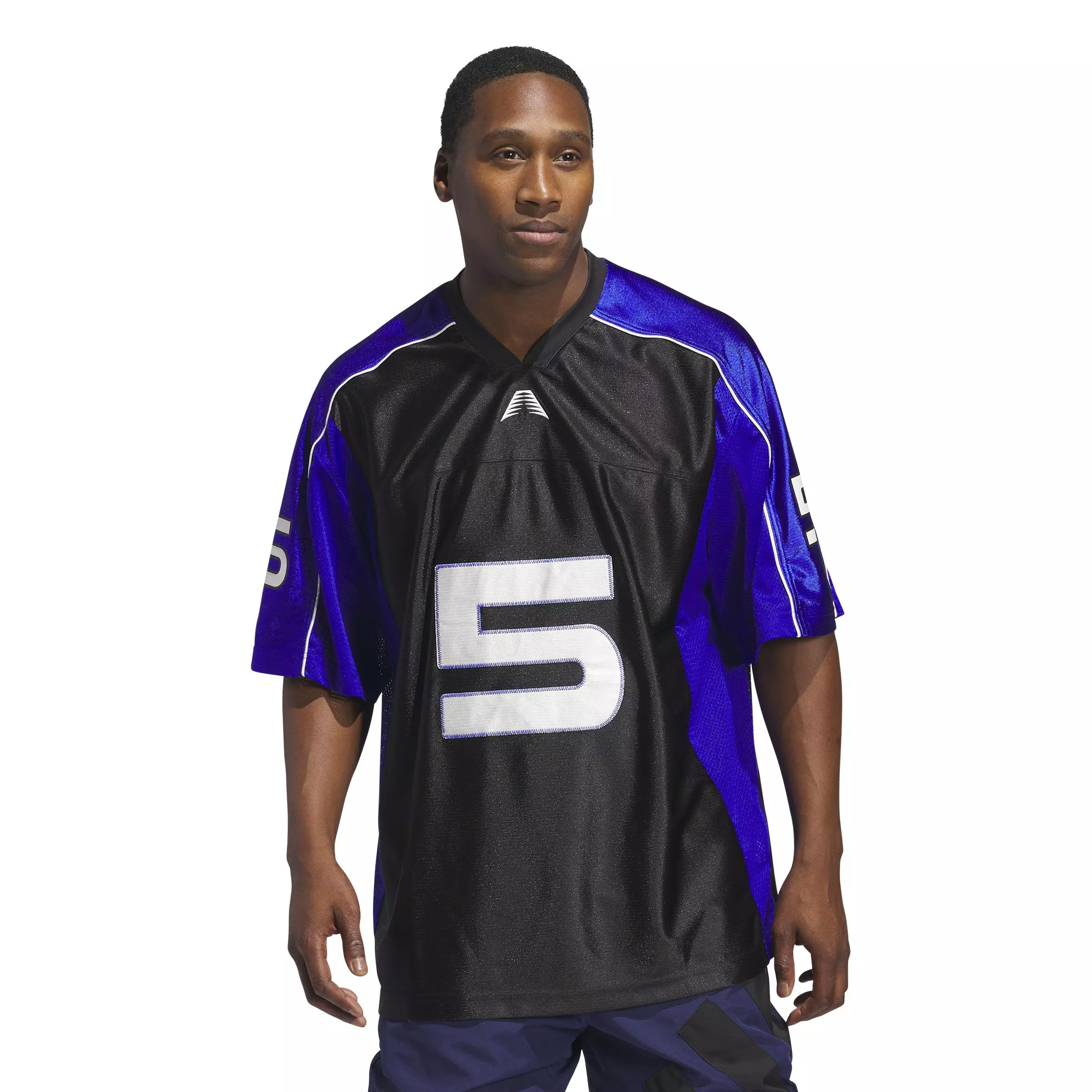 adidas Men's Anthony Edwards Short-Sleeve Jersey-Black/Blue - BLACK/BLUE