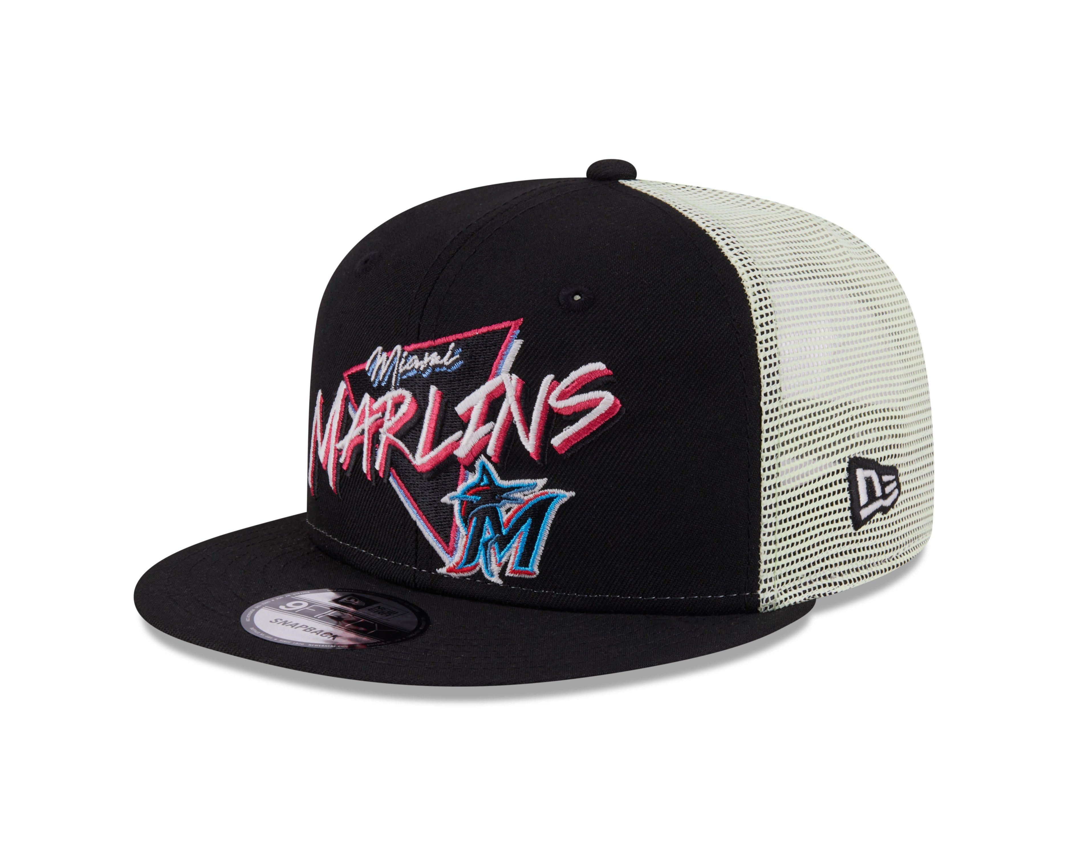 New Era Miami Marlins 9FIFTY Neon Snapback Hat-Black - BLACK Thumbnail View 1