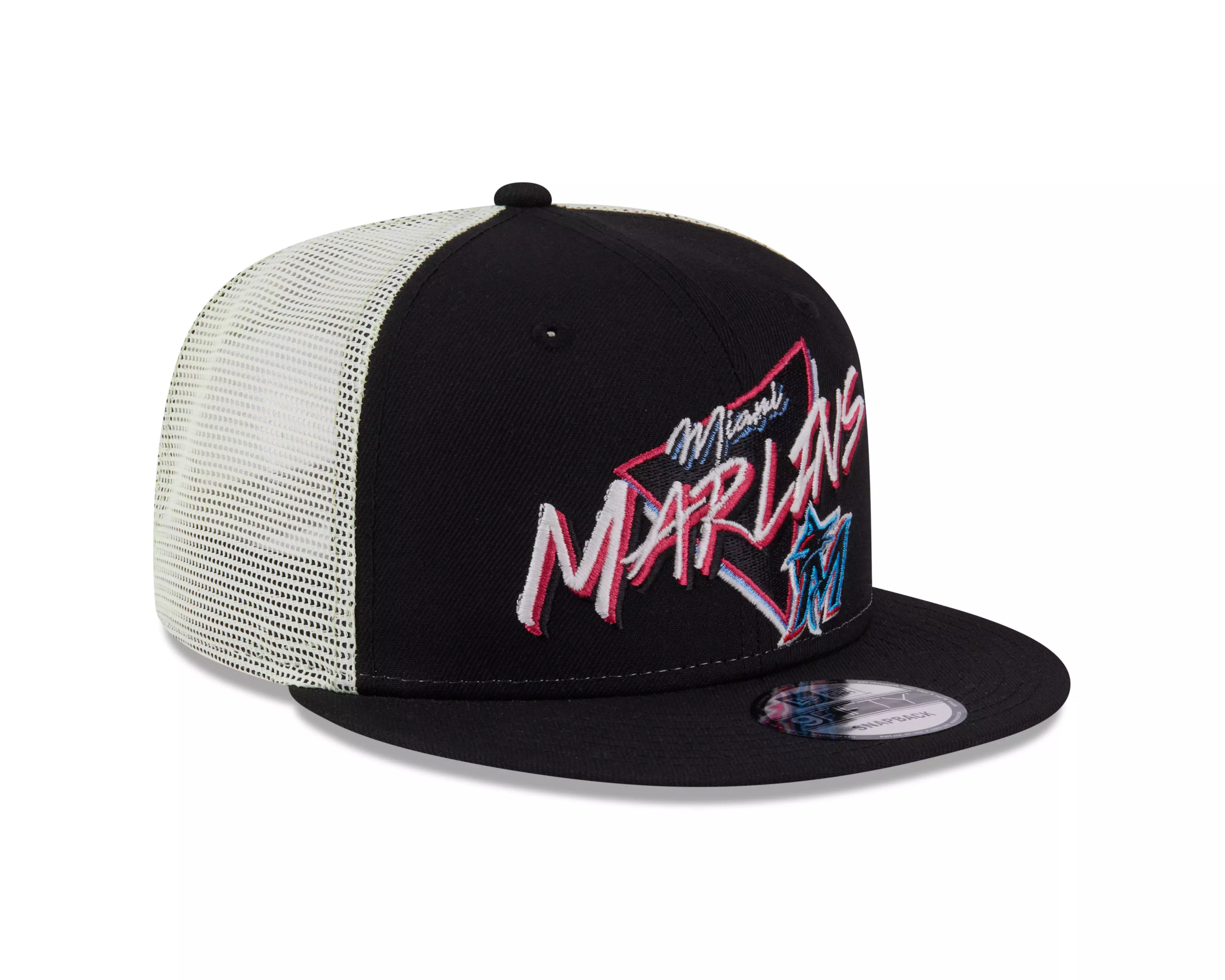 New Era Miami Marlins 9FIFTY Neon Snapback Hat-Black - BLACK