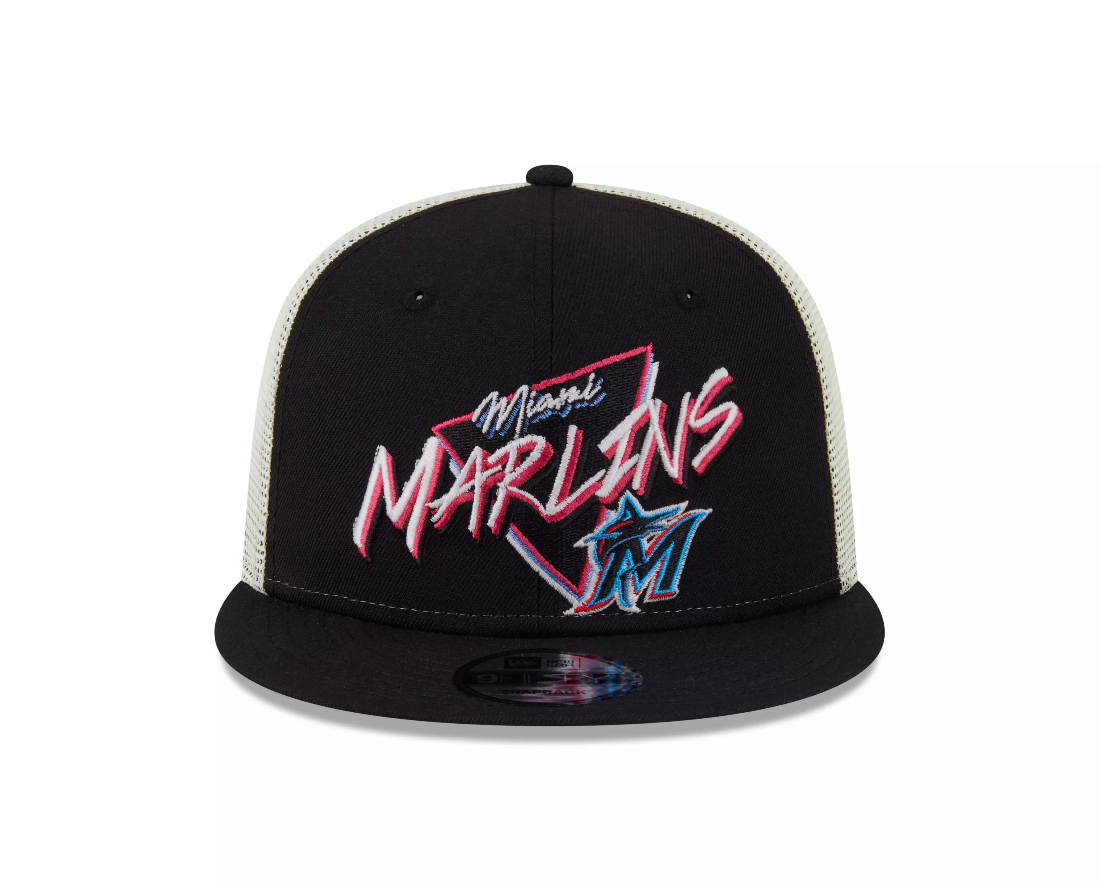 New Era Miami Marlins 9FIFTY Neon Snapback Hat - Black - BLACK