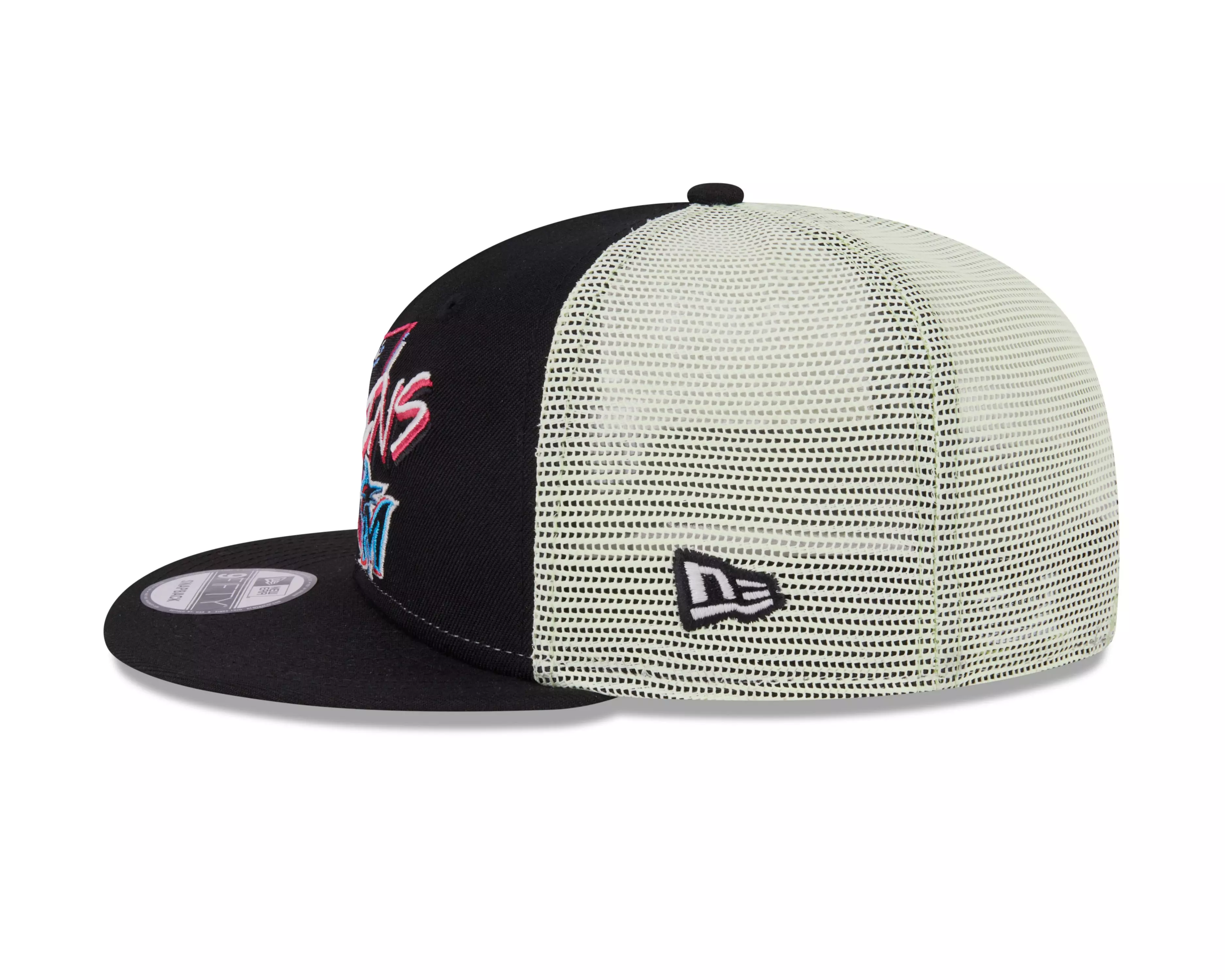 New Era Miami Marlins 9FIFTY Neon Snapback Hat - Black - BLACK