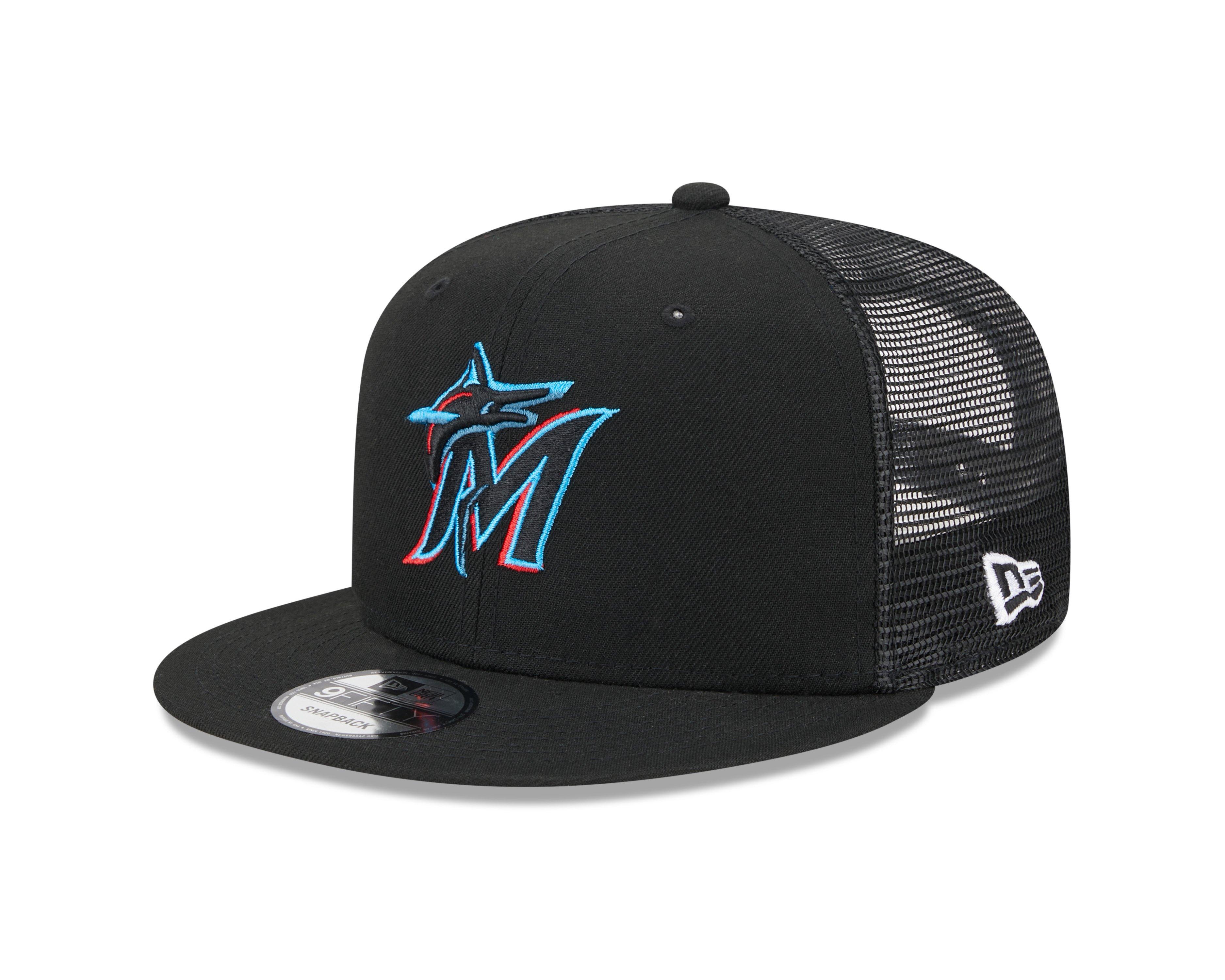 New Era Miami Marlins 9FIFTY Trucker Snapback-Black