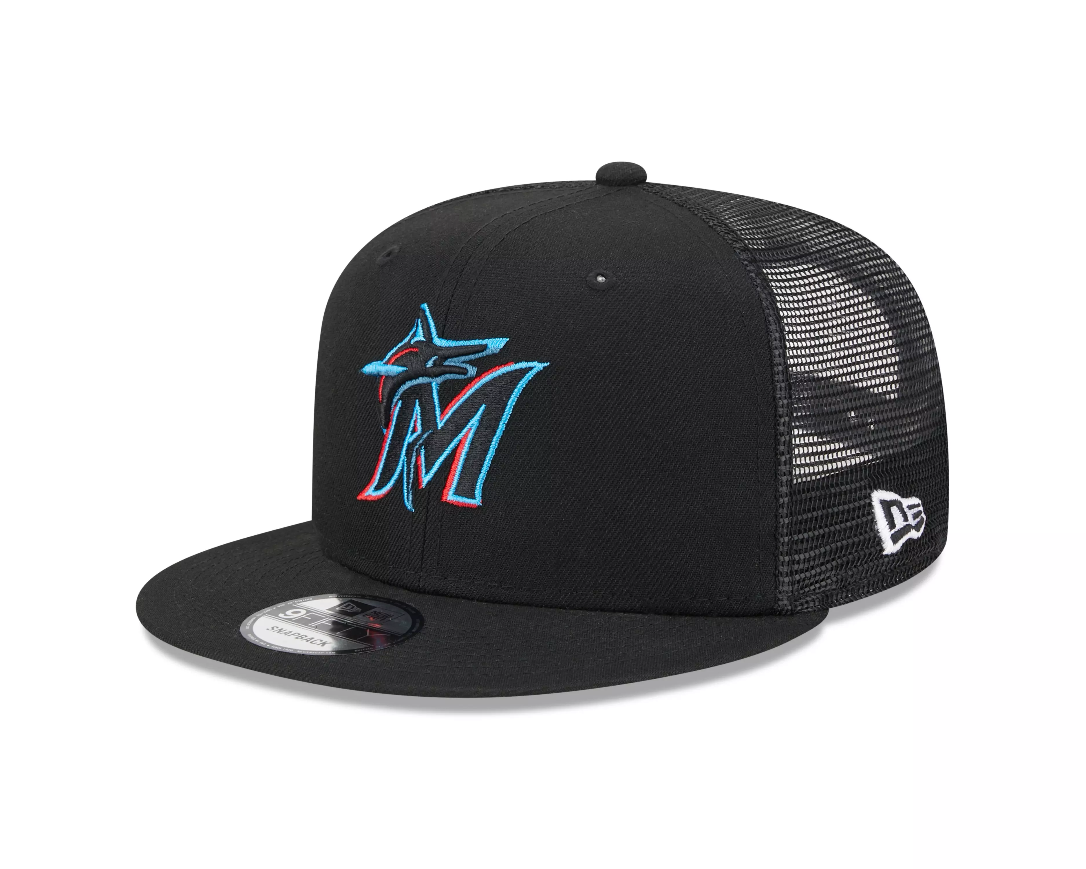 New Era Miami Marlins 9FIFTY Trucker Snapback-Black - BLACK
