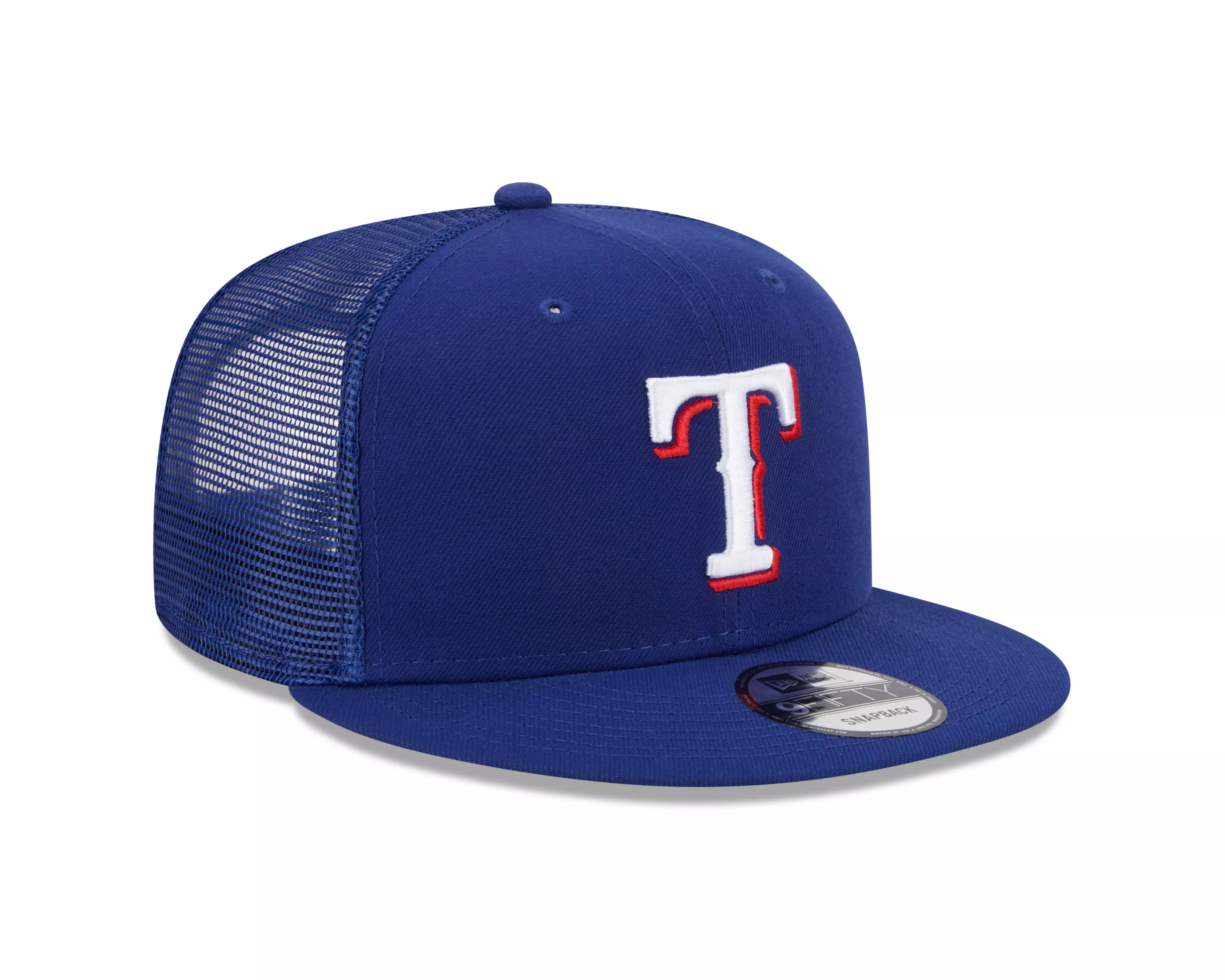 New Era Texas Rangers 9FIFTY Trucker Snapback Hat - Blue - BLUE