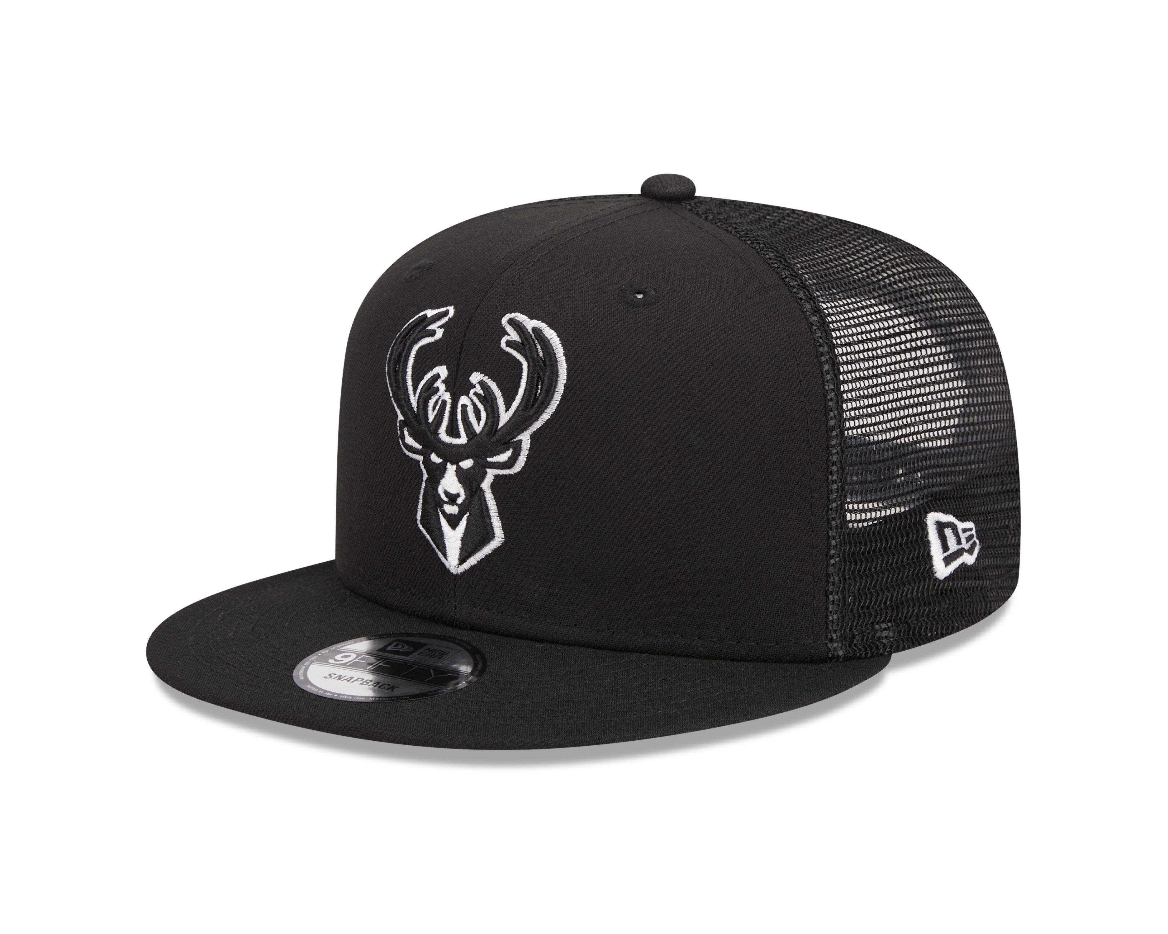 New Era Milwaukee Bucks 9FIFTY Trucker Snapback-Bucks - BLACK Thumbnail View 1