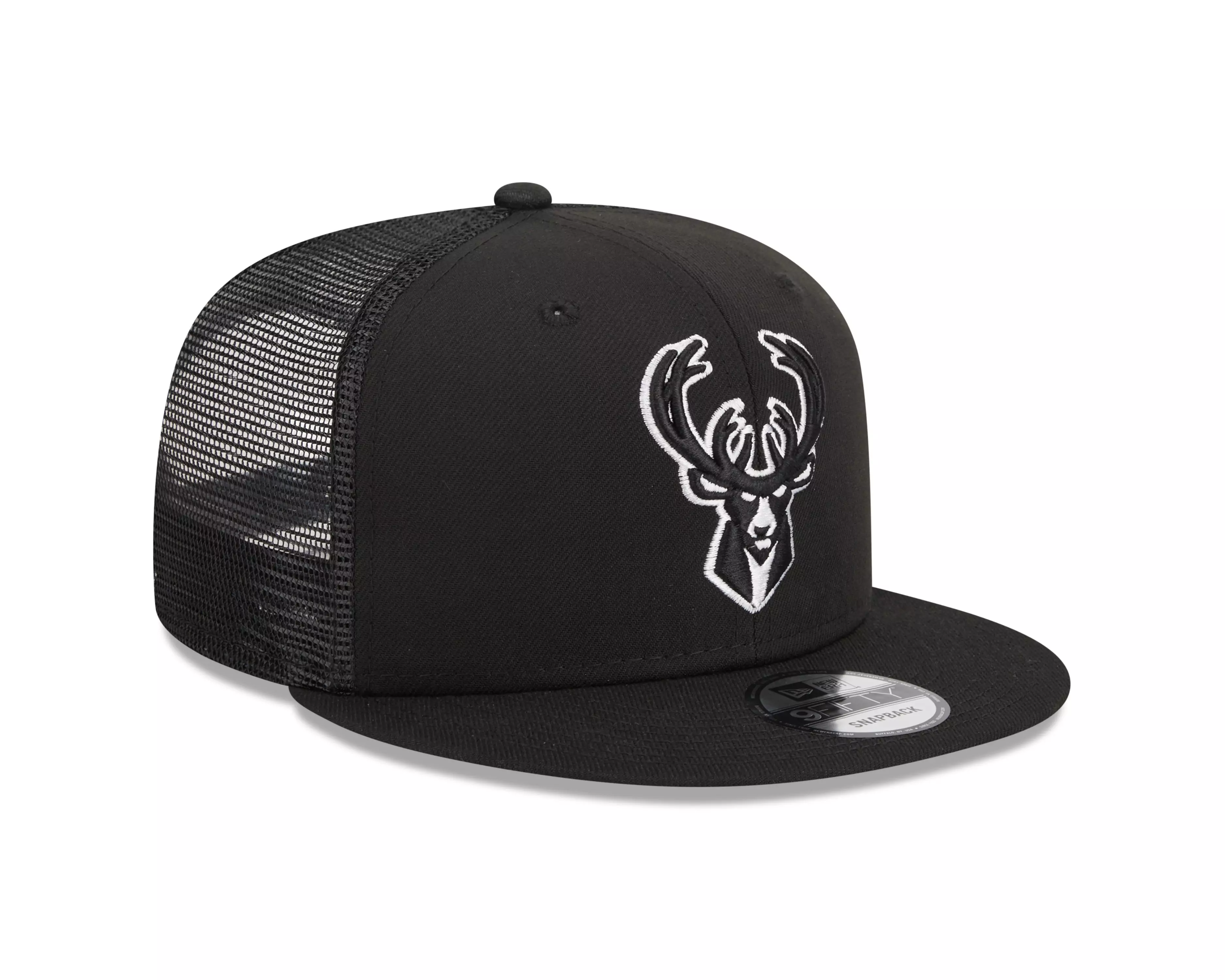 New Era Milwaukee Bucks 9FIFTY Trucker Snapback-Bucks - BLACK