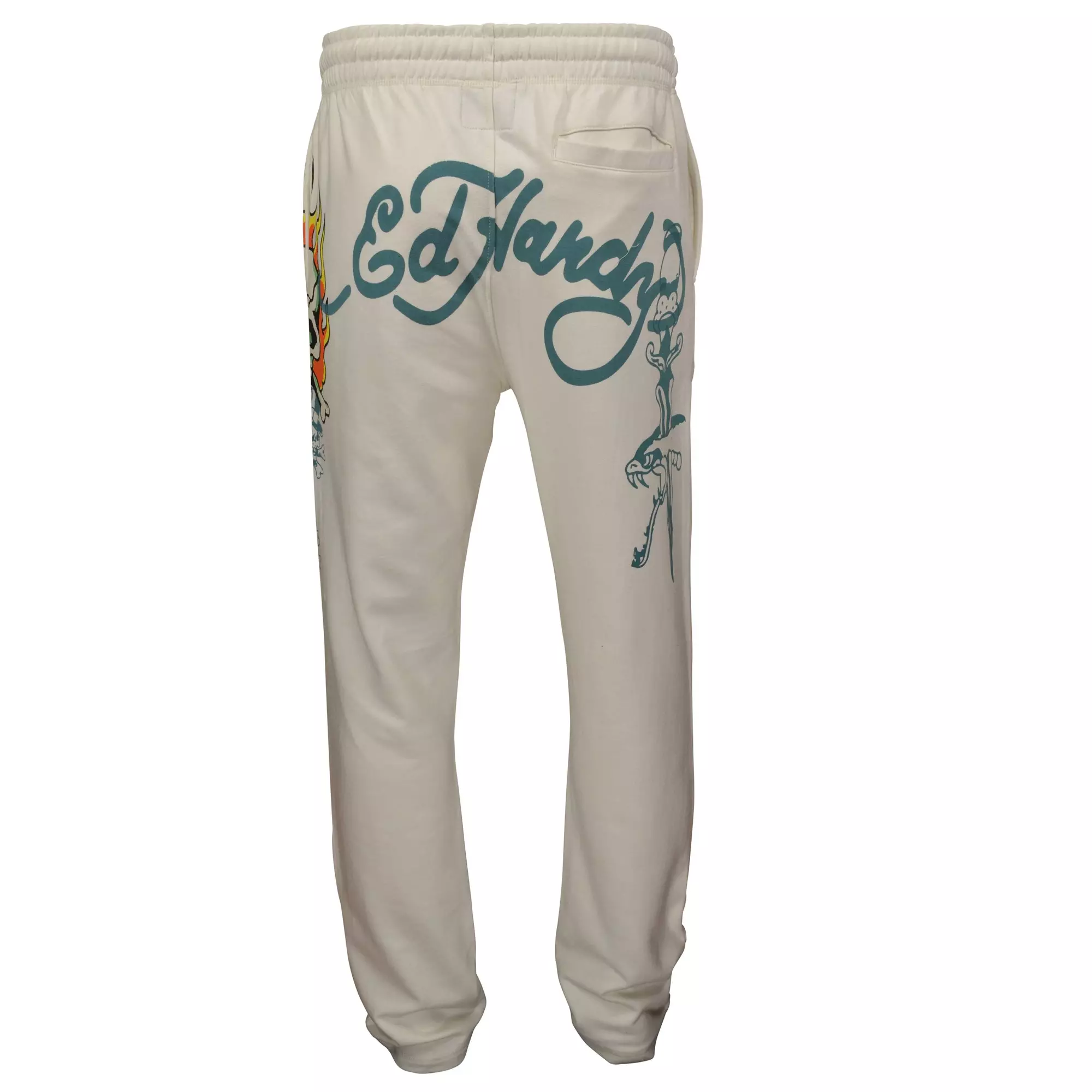 Ed Hardy Men's Flame Skull Sweatpants - Ivory - CREAM