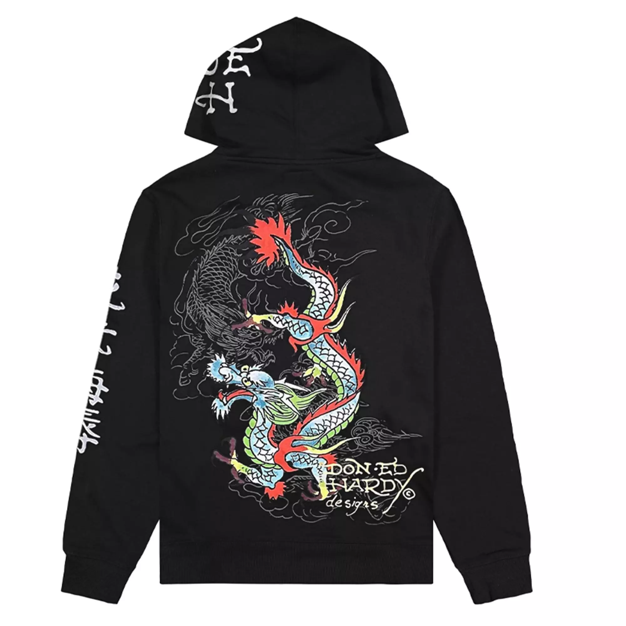 Ed Hardy Men's Dragons Pullover Hoodie - BLACK