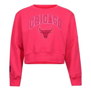 Pro Standard Big Girl's Chicago Bulls Triple Pink Fleece Crew Sweatshirt-Pink