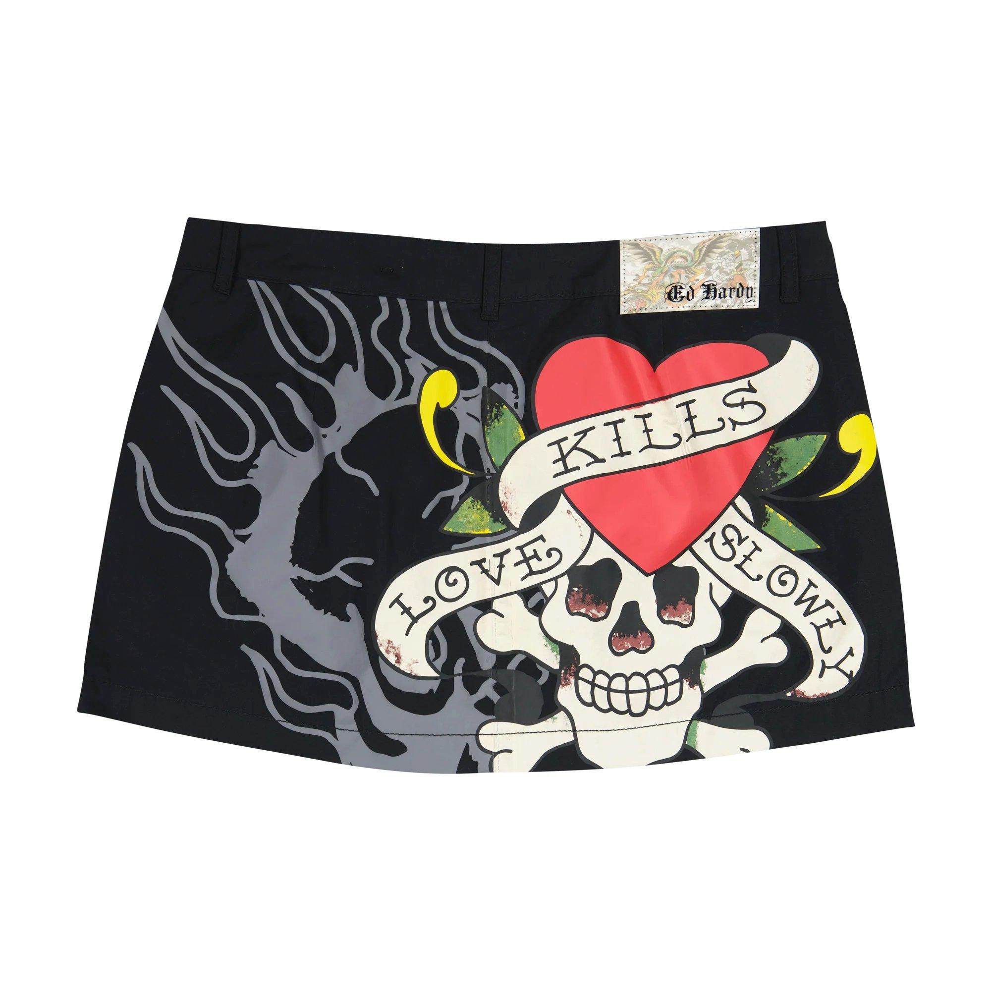 Ed Hardy Women's LKS Skull Skirt - Black - BLACK