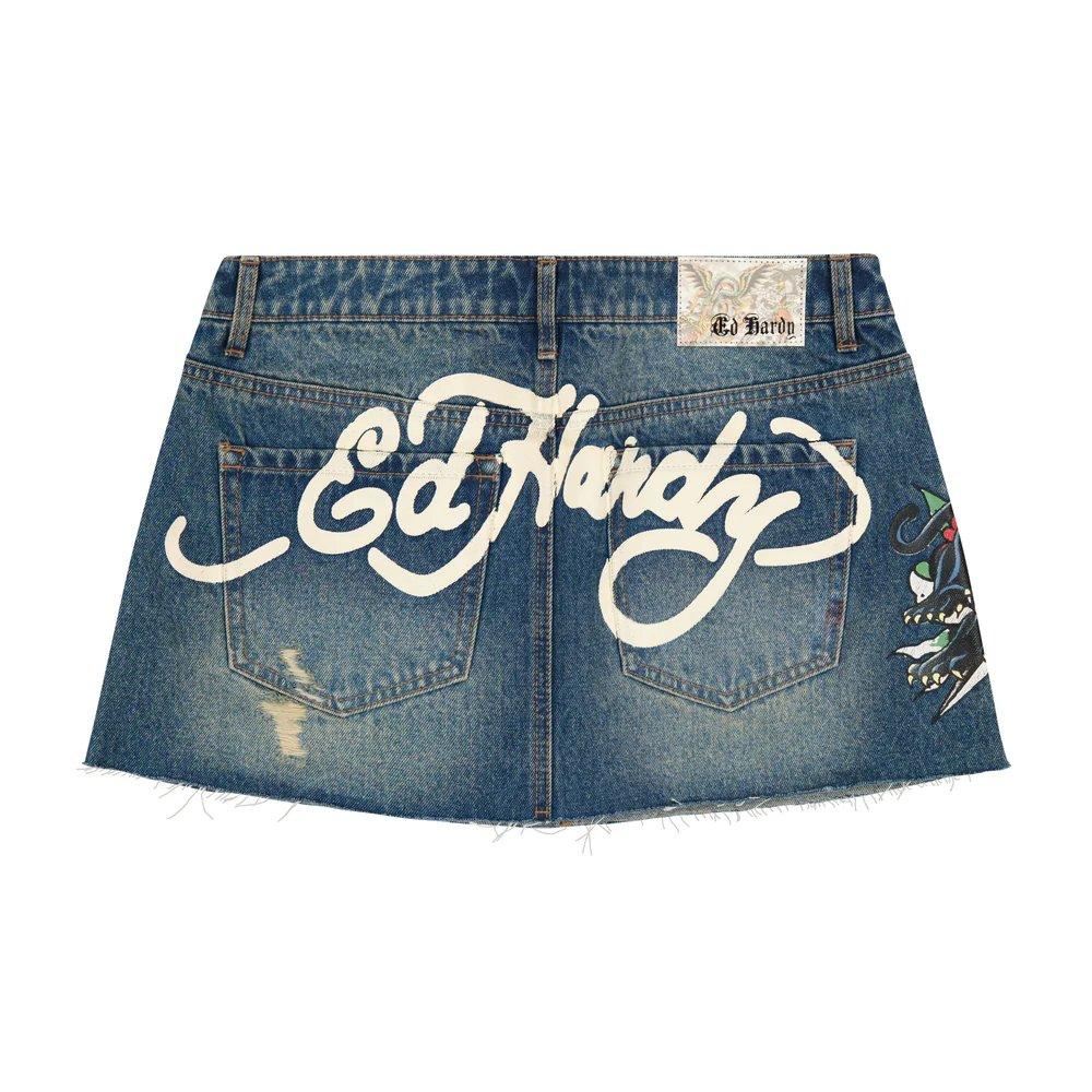 Ed Hardy Panther Denim Women's Skirt