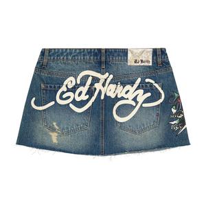 Ed Hardy Women's Panther Denim Skirt
