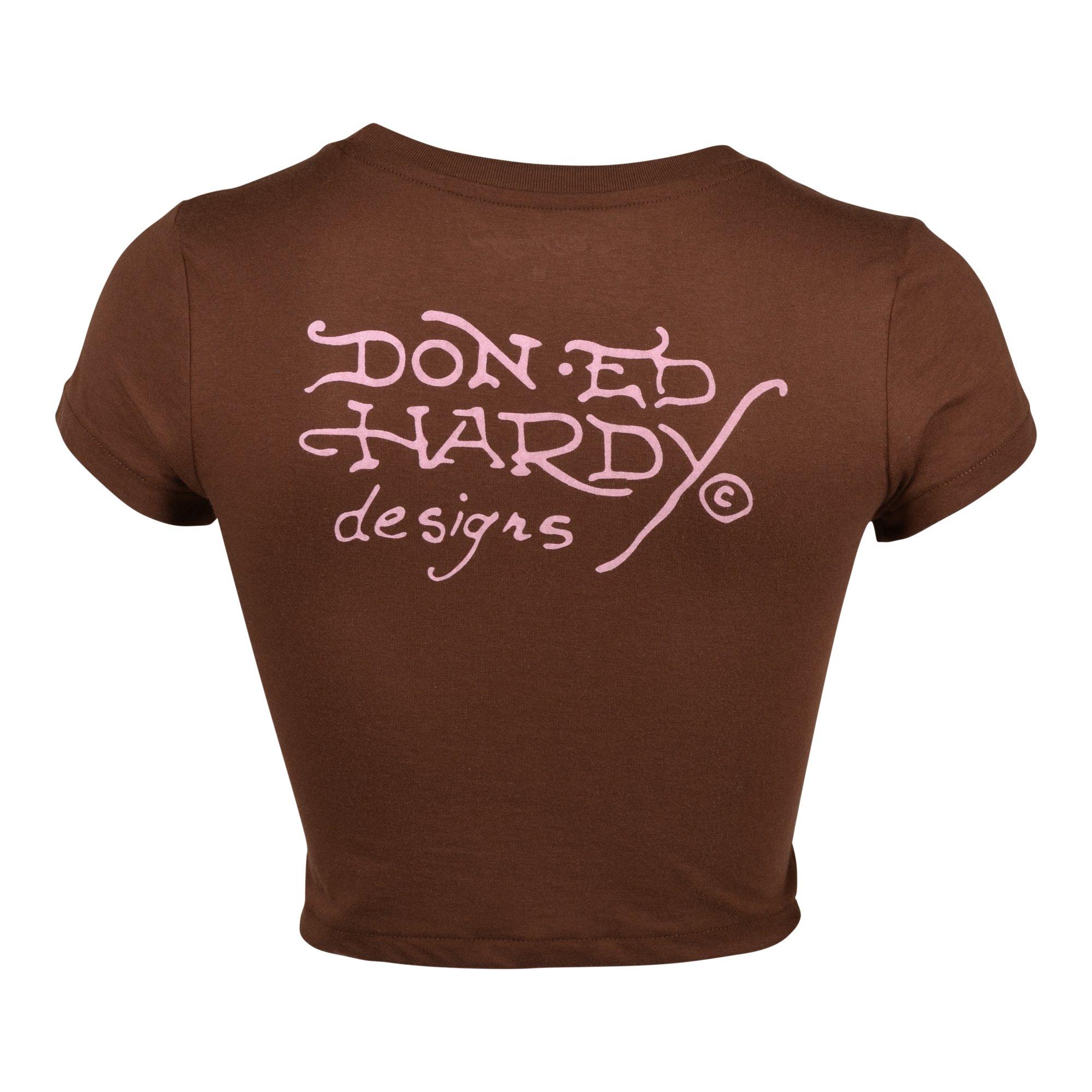 Ed Hardy Women's Tiger Crop Tee - Brown - BROWN Thumbnail View 2