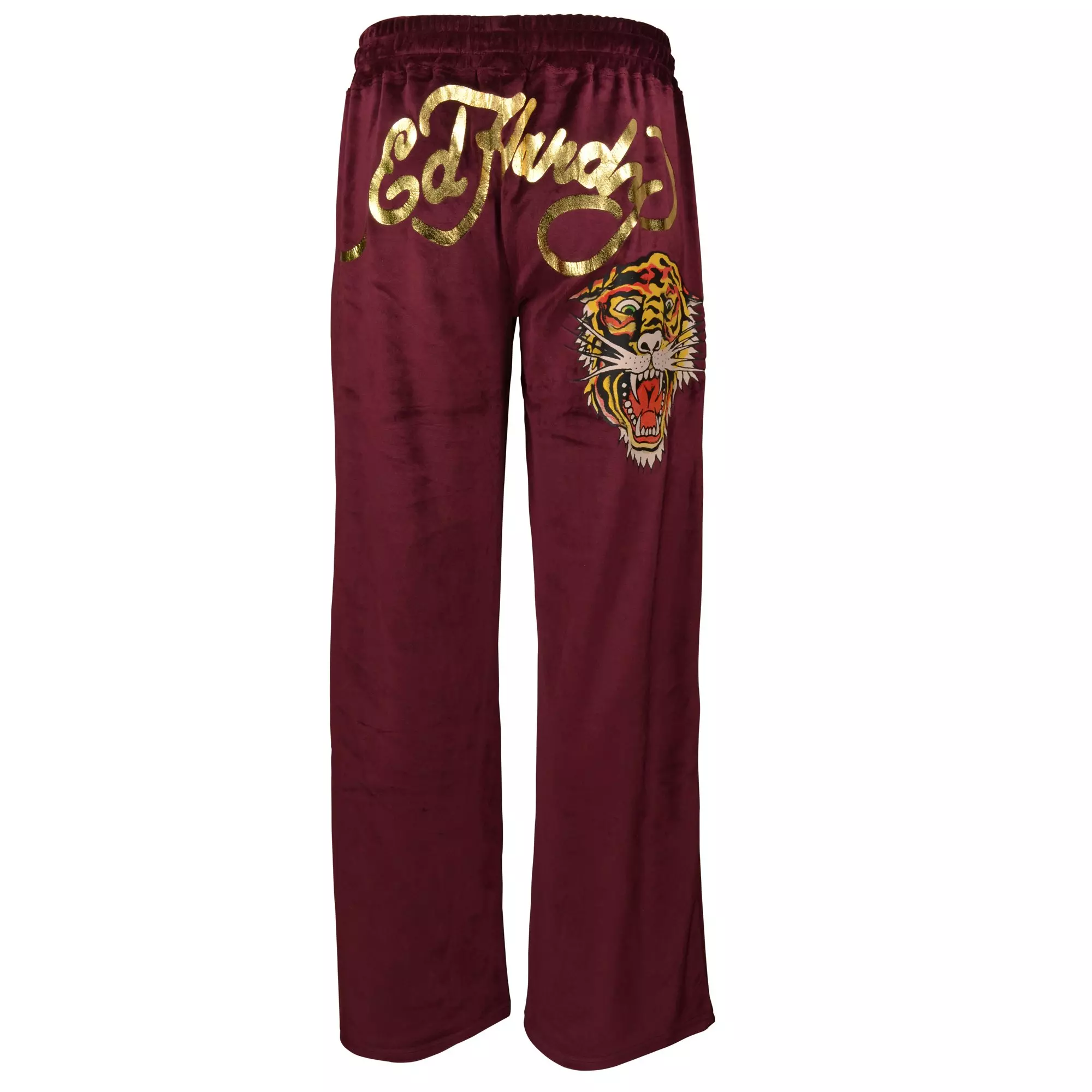Ed Hardy Women's Velvet Tiger Pants - Sangria - MAROON