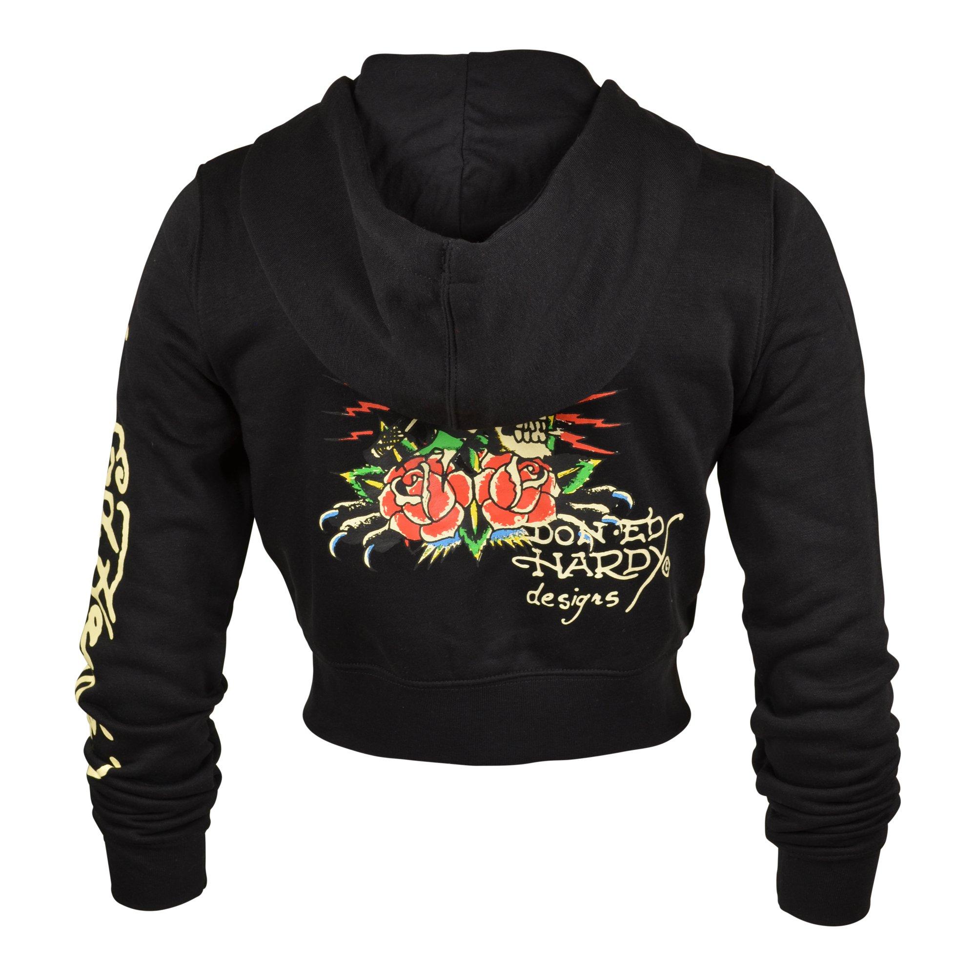 Ed Hardy Fleece Full Zip Skull Women's Black Hoodie