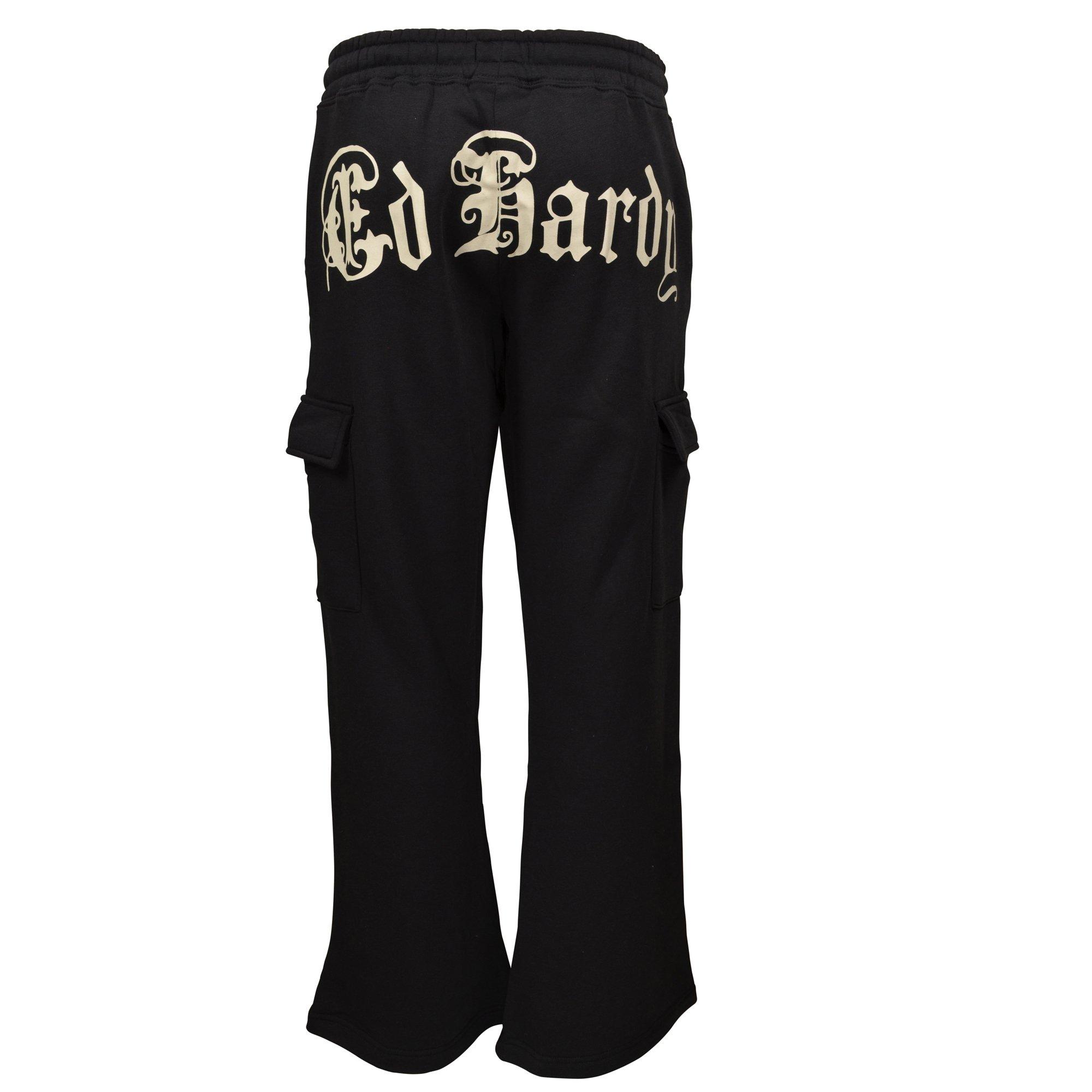 Ed Hardy Women's Skull Fleece Cargo Pants - Black - BLACK Thumbnail View 2