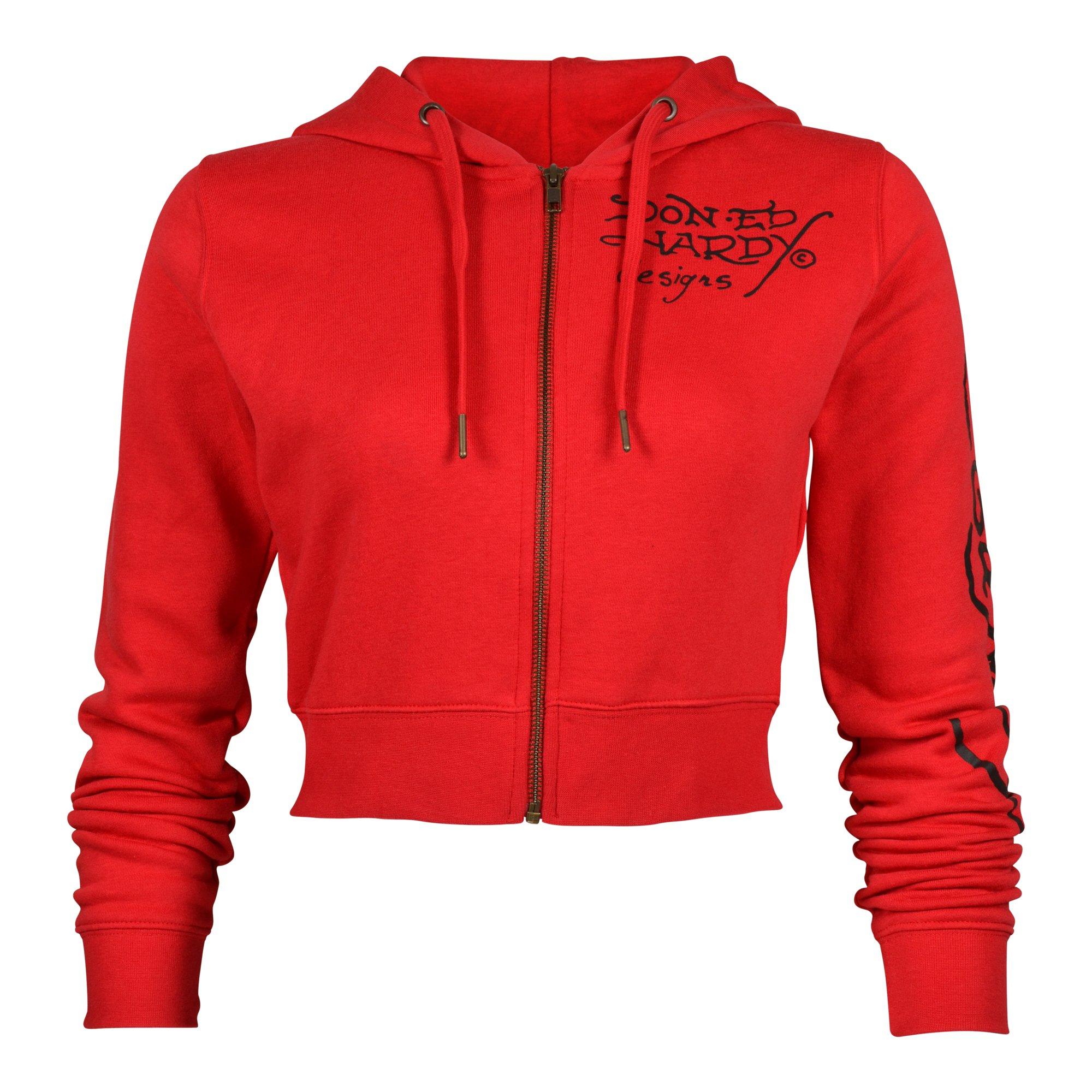 Ed Hardy Women's Fleece Full Zip Panther Hoodie - Red - RED