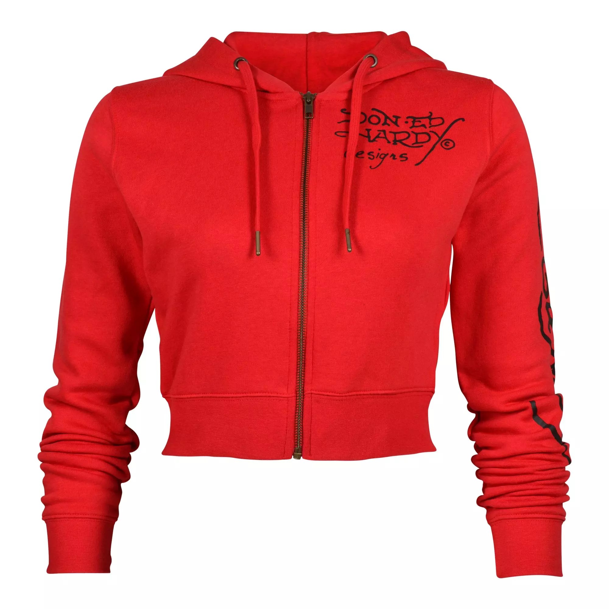 Ed Hardy Women's Fleece Full Zip Panther Hoodie - Red - RED