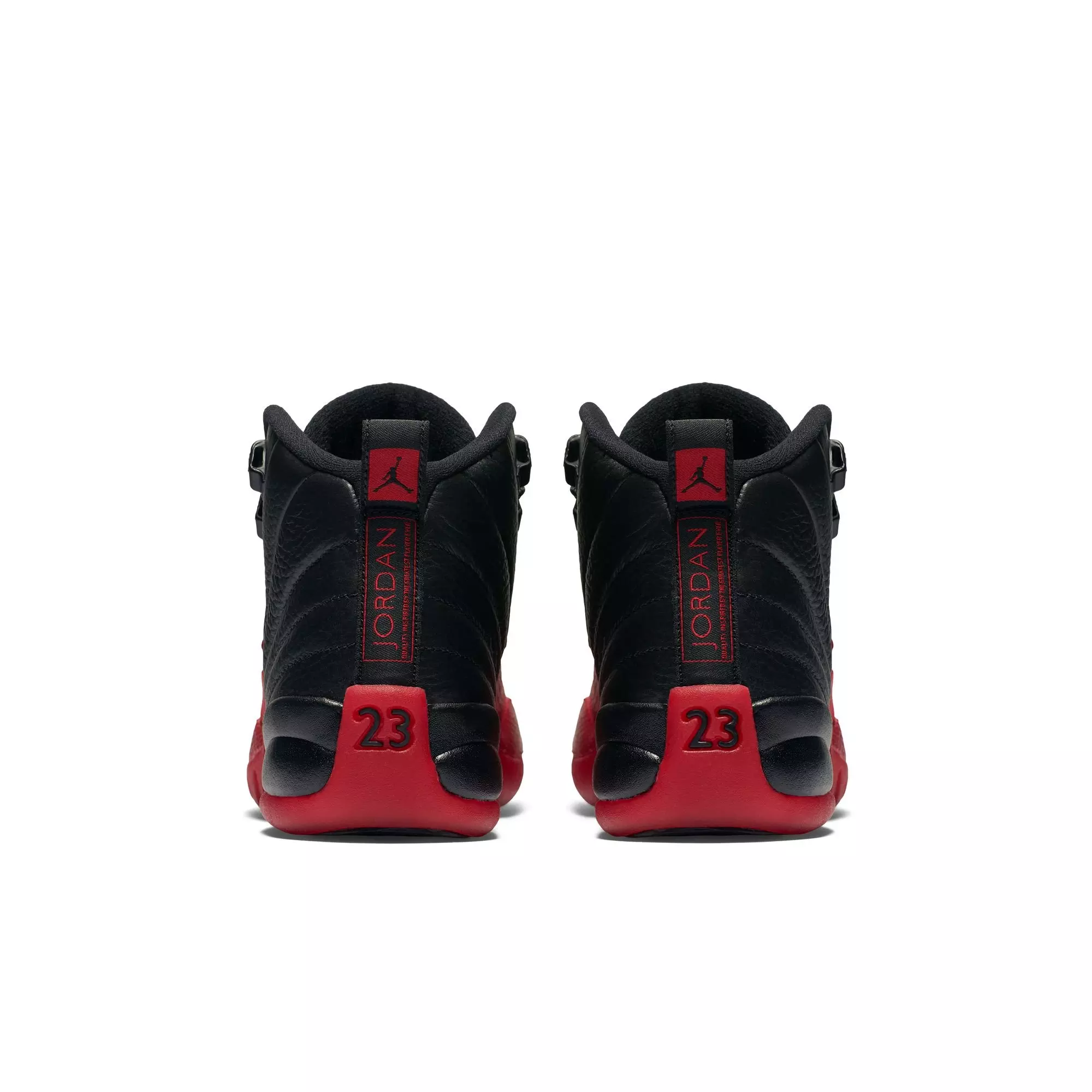 Jordan 12 Retro "Black and Varsity Red" Grade School Kids' Shoe - BLACK/VARSITY RED