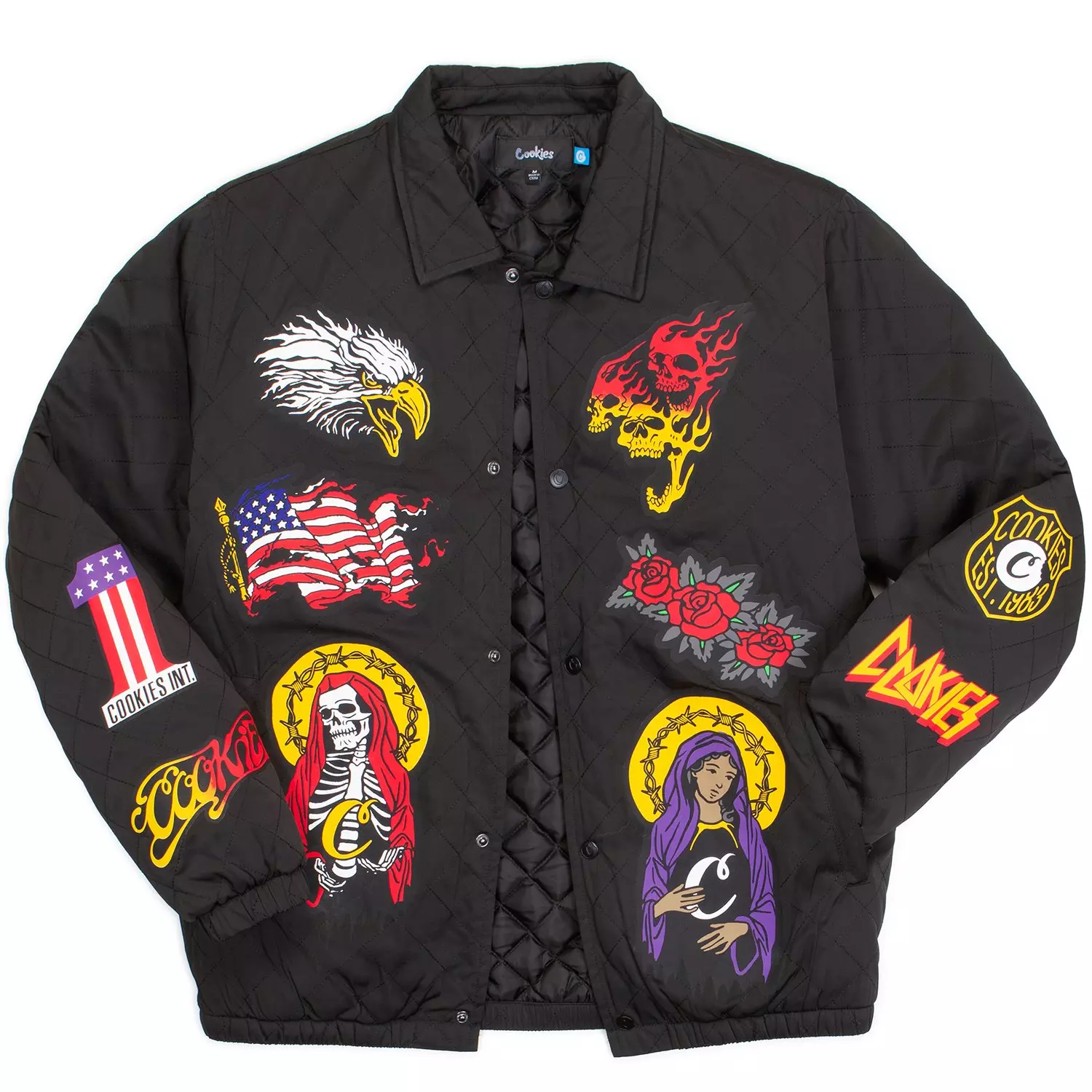 Cookies Men's Highway Quilted Coaches Jacket - BLACK