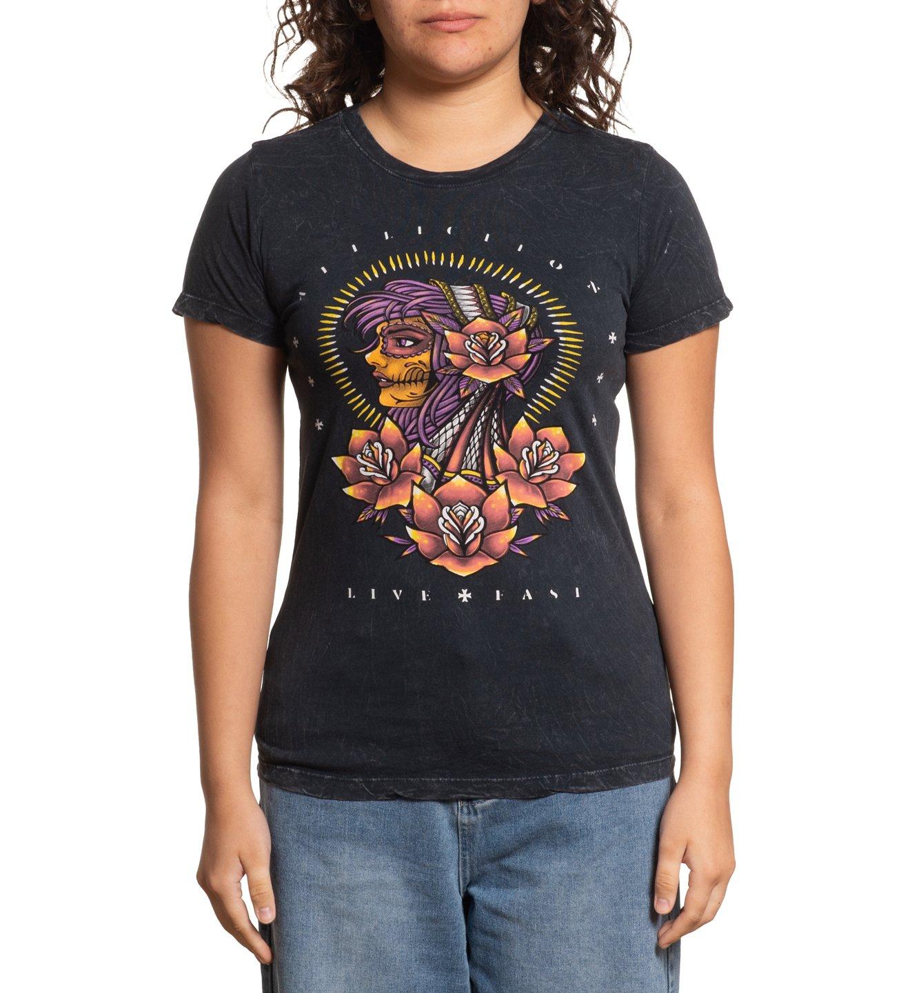 Affliction Women's Confessional Girl Tee - Black - BLACK Thumbnail View 1
