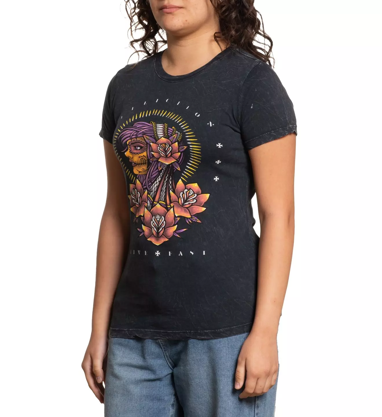 Affliction Women's Confessional Girl Tee - Black - BLACK