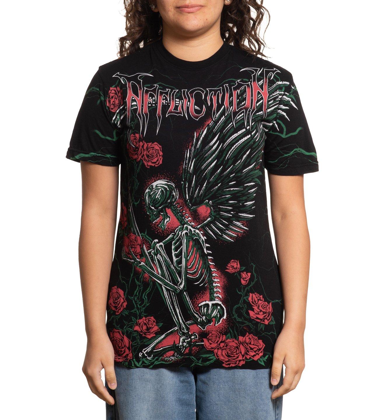 Affliction Women's Morning Epilogue Skelton Tee - Black - BLACK Thumbnail View 1