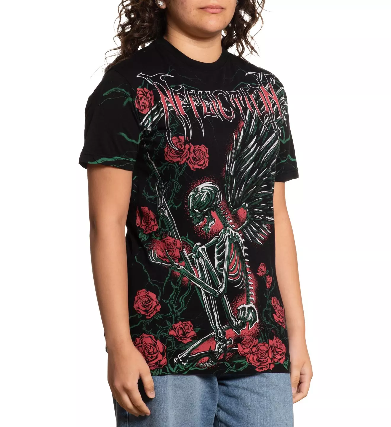 Affliction Women's Morning Epilogue Skelton Tee - Black - BLACK