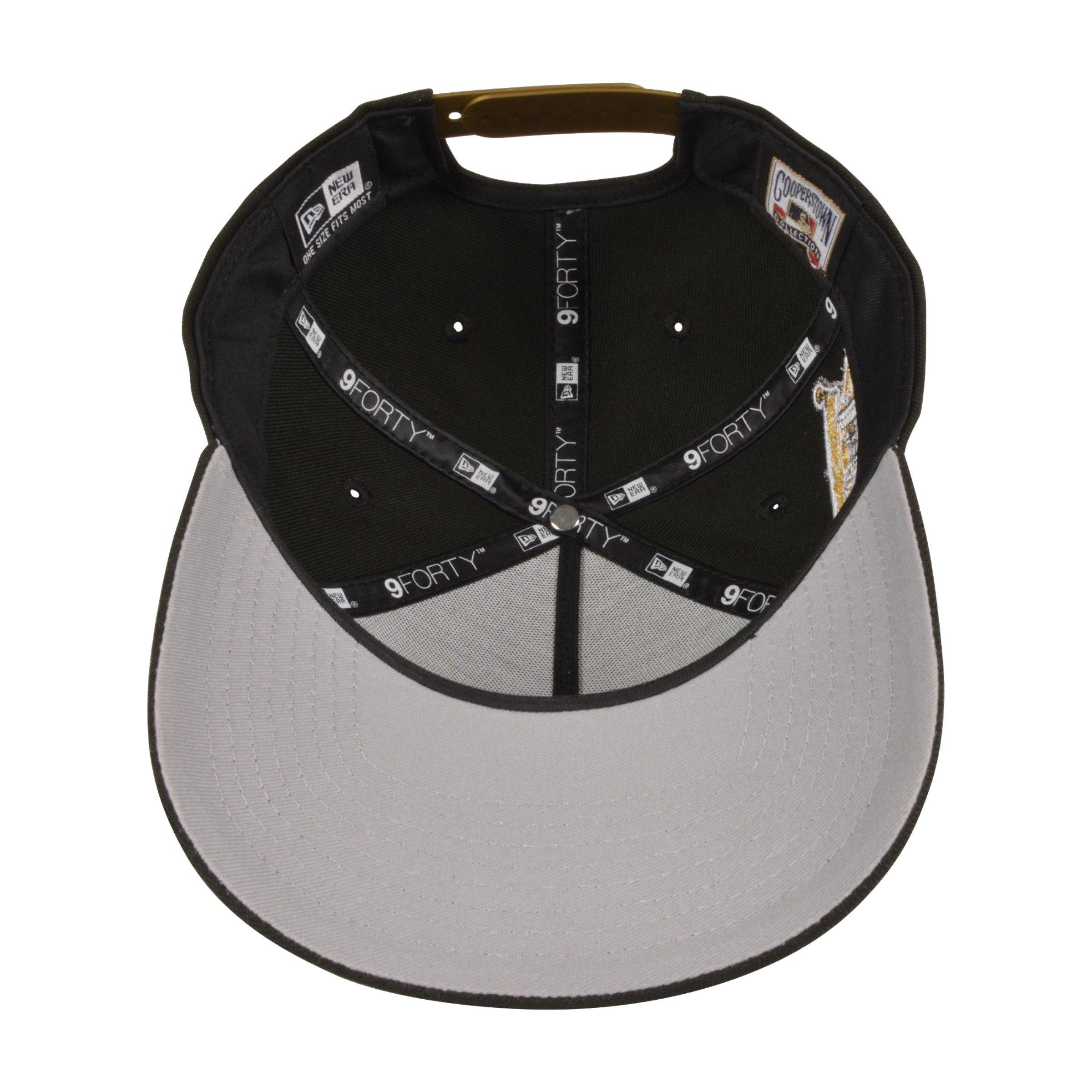 Men's New Era Pittsburgh Pirates 9FORTY Upside Down Logo Snapback Hat-Black/Gold