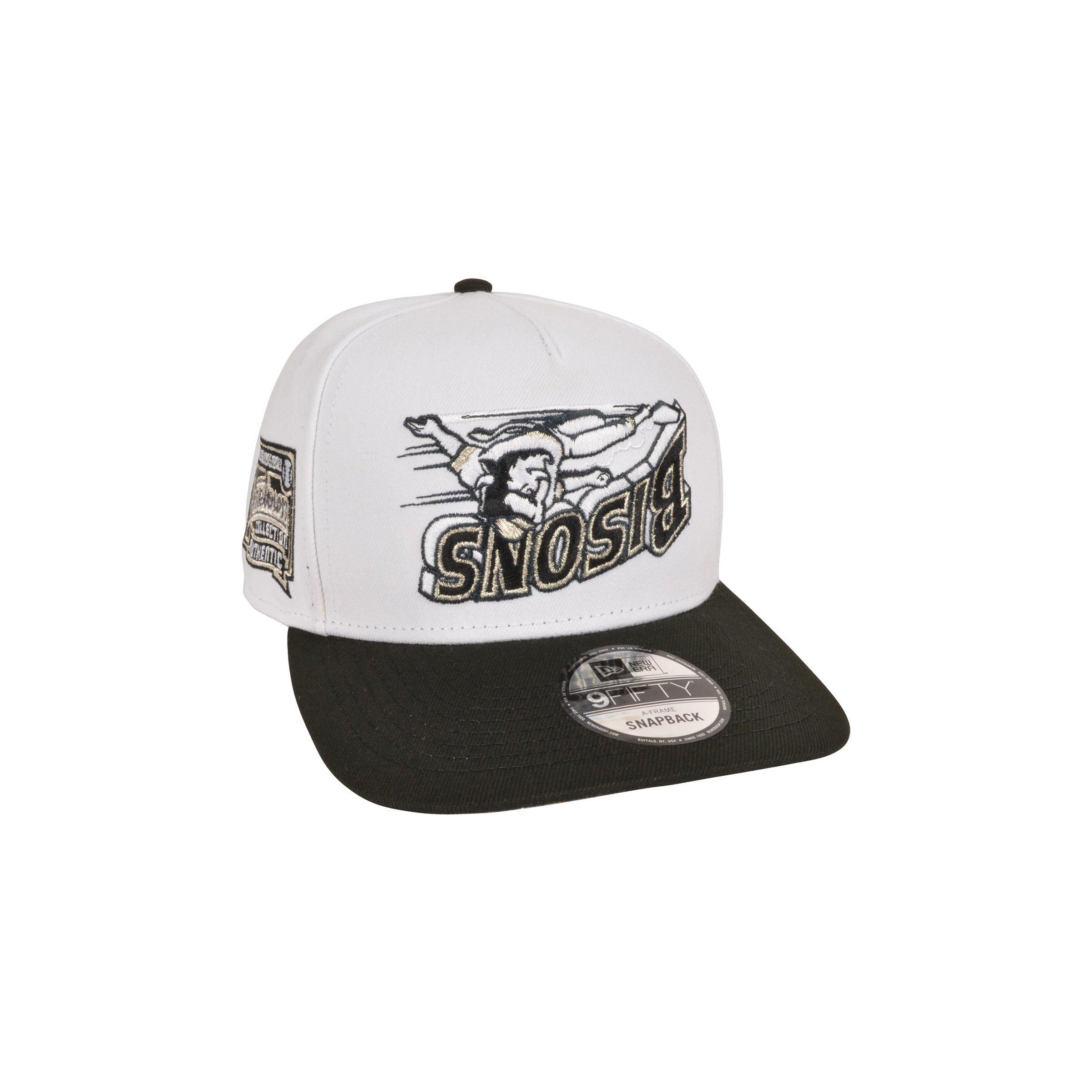 Men's New Era Buffalo Bison 9FIFTY Upside Down Logo Snapback Hat-White/Black