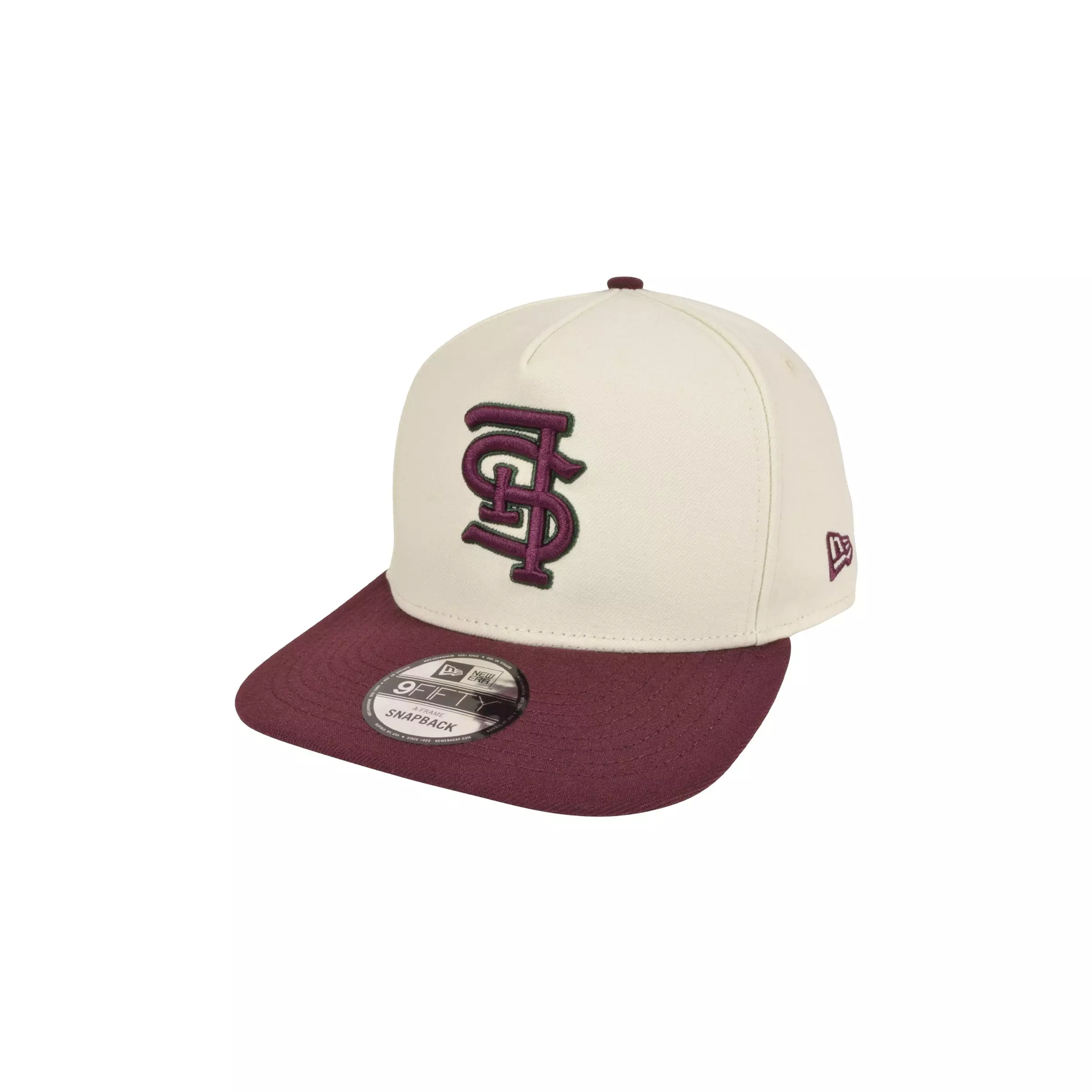 New Era St. Louis Cardinals 9FIFTY Upside Down Logo Snapback Hat-Cream/Burgundy - BURGUNDY/TAN