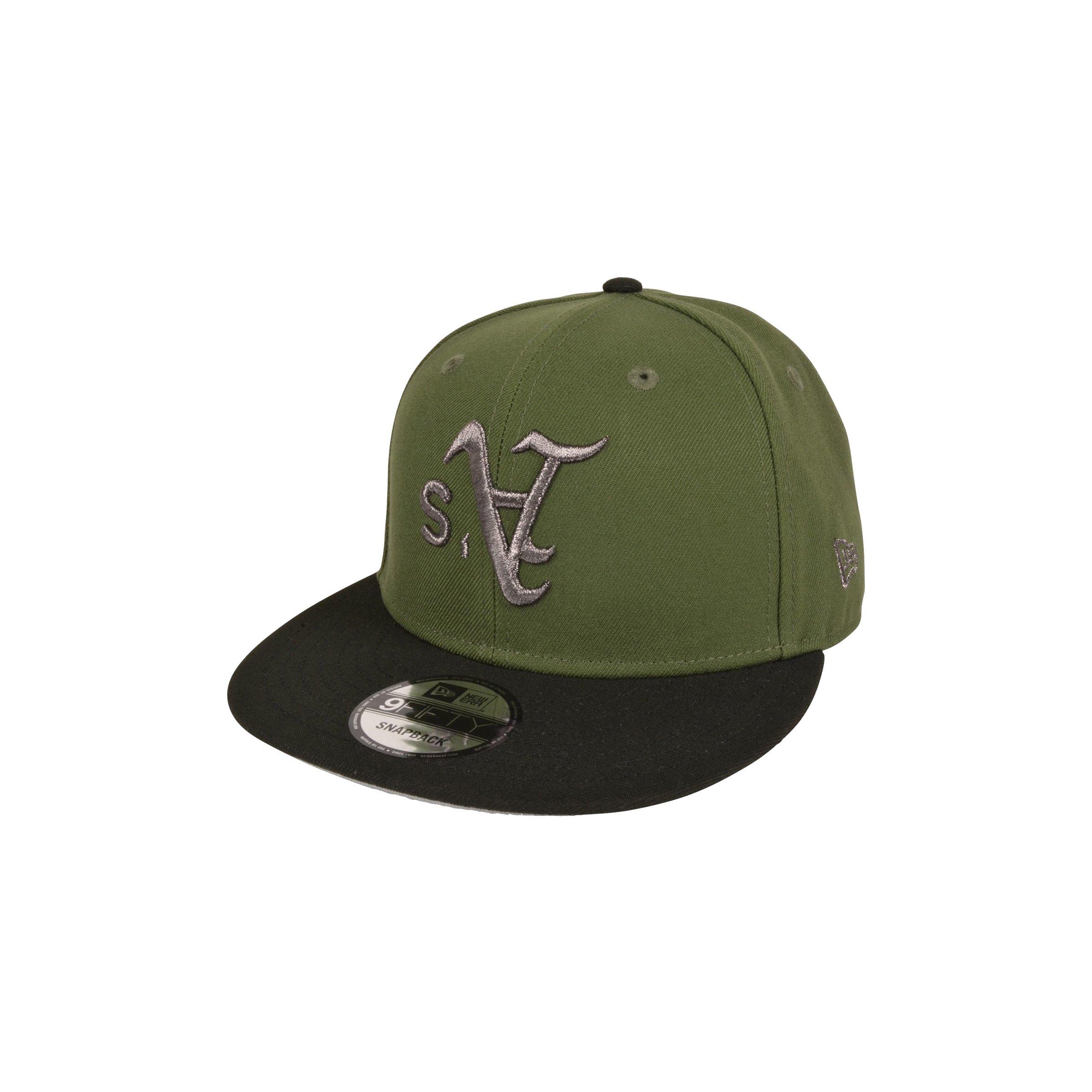 New Era Oakland Athletics 9FIFTY Upside Down Logo Snapback Hat-Olive/Black - OLIVE/BLACK