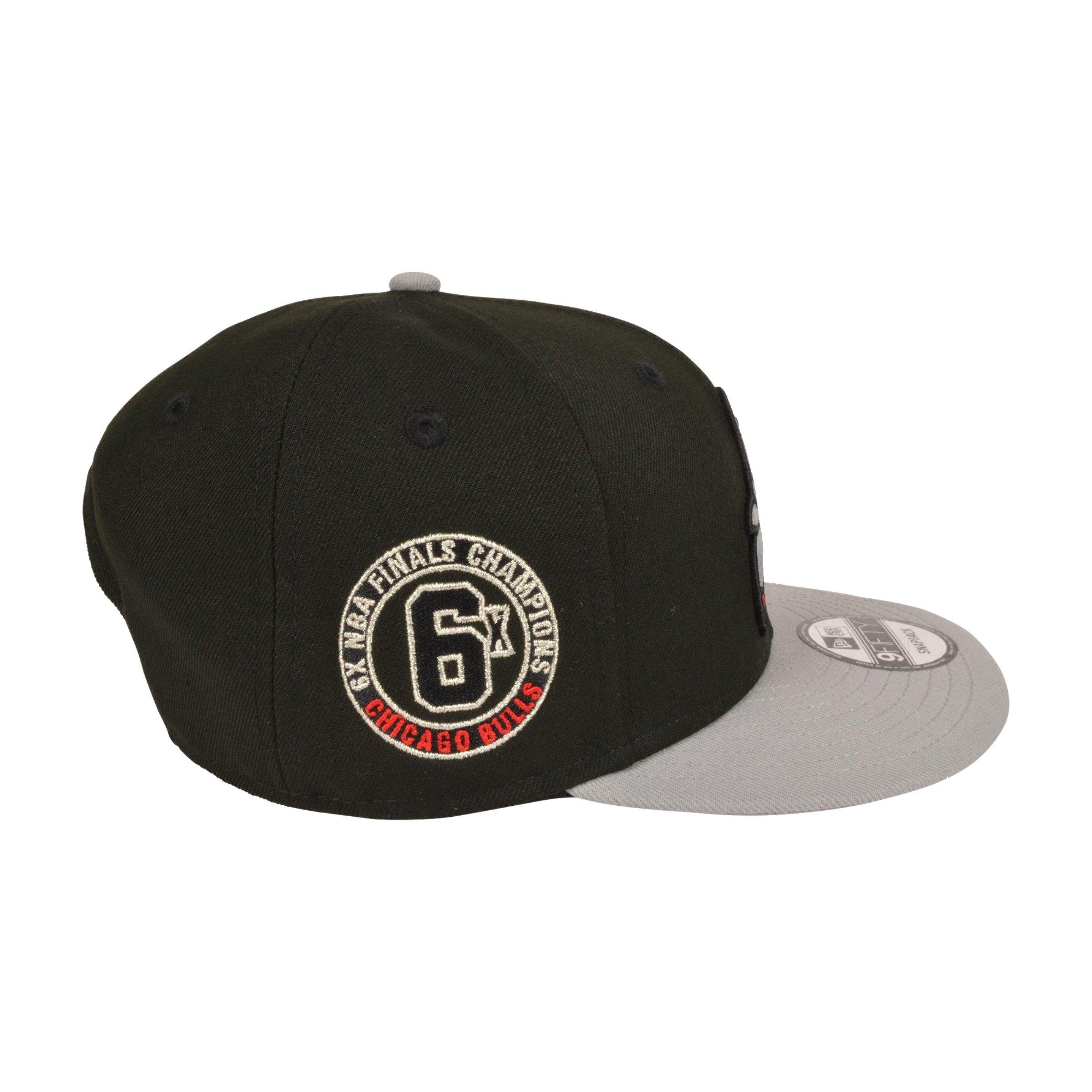 Men's New Era Chicago Bulls 9FIFTY Upside Down Logo Snapback Hat-Black/Grey