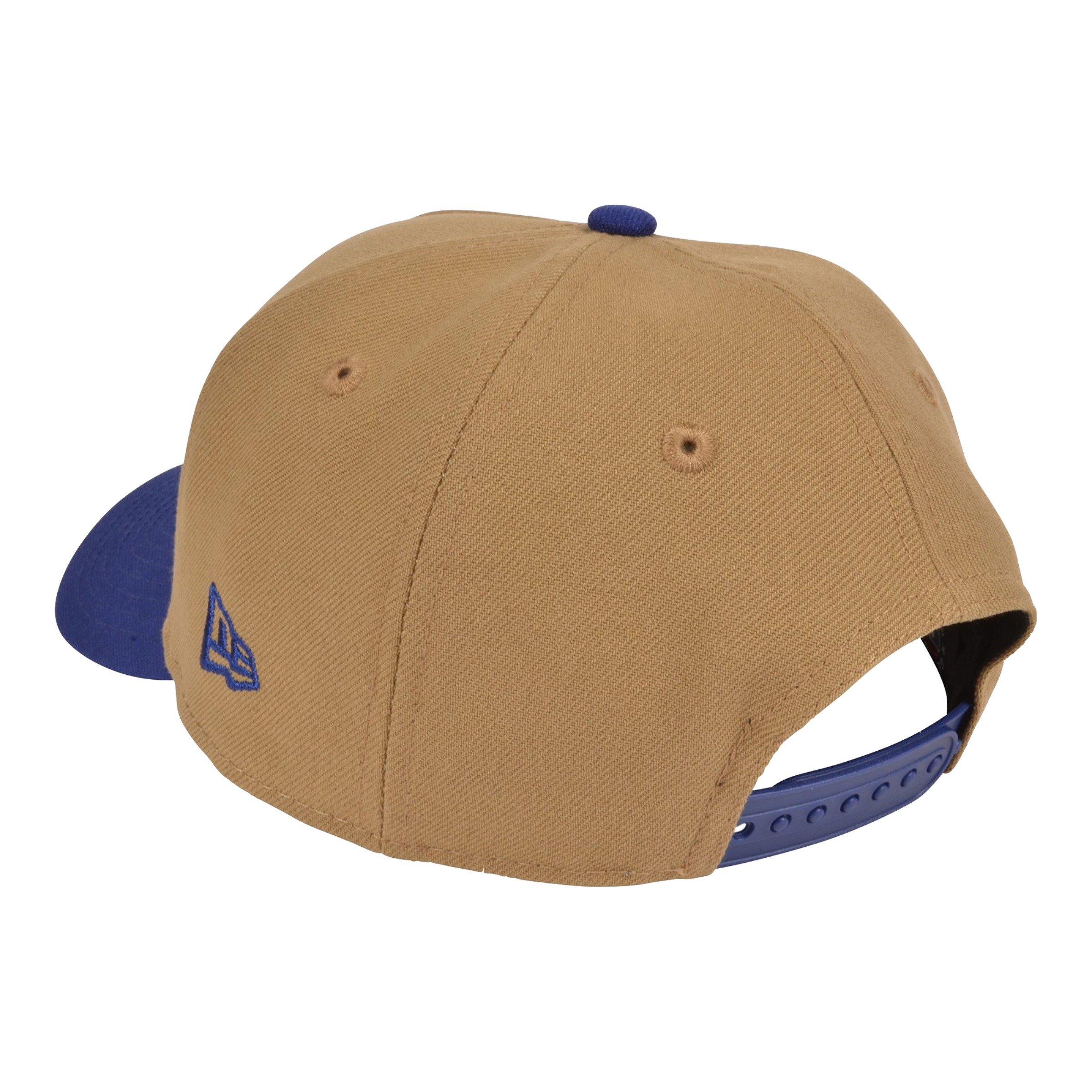 Men's New Era Los Angeles Dodgers 9FORTY Upside Down Logo Snapback Hat-Khaki/Dark Royal