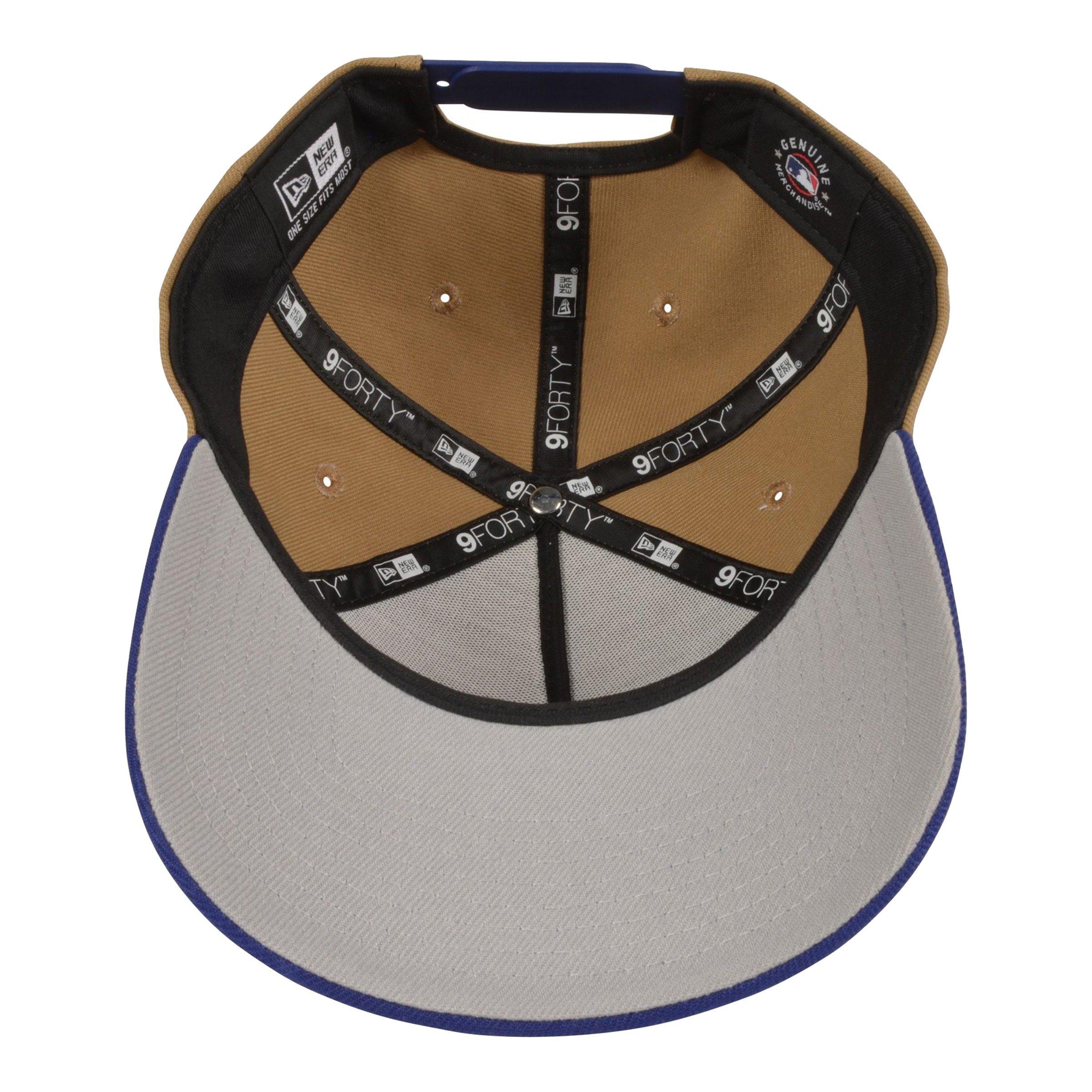 Men's New Era Los Angeles Dodgers 9FORTY Upside Down Logo Snapback Hat-Khaki/Dark Royal