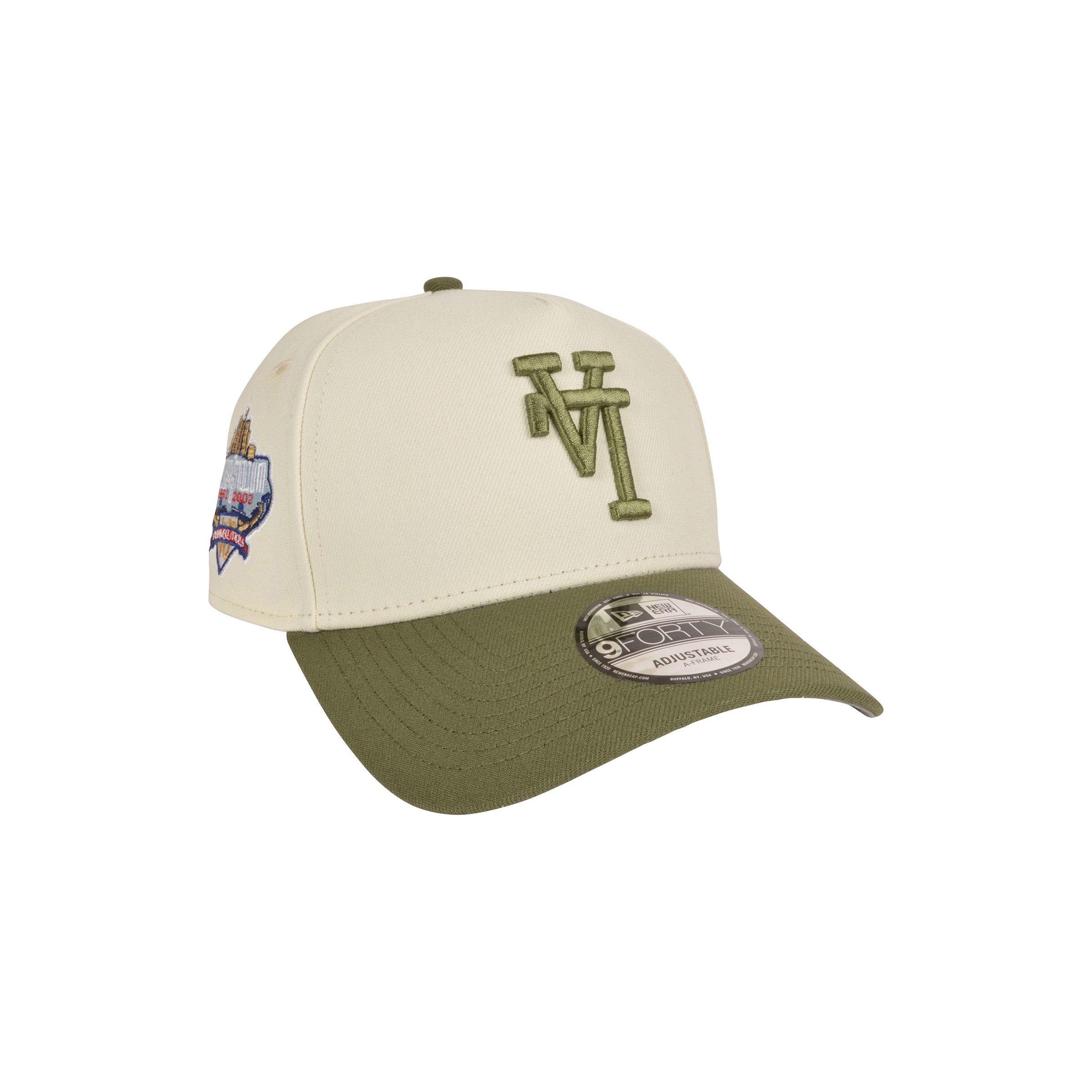 Men's New Era Los Angeles Dodgers 9FORTY Upside Down Logo Snapback Hat-Khaki/Olive