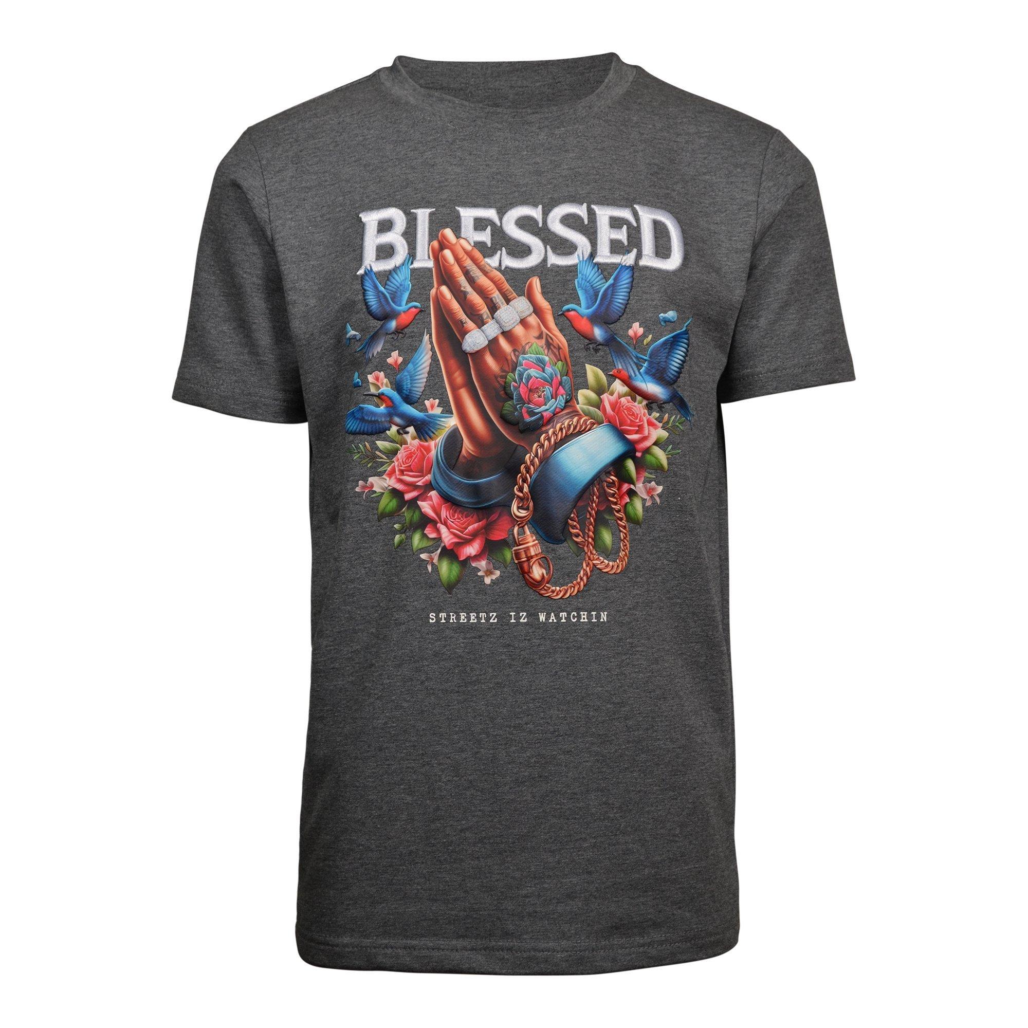 Big Boys' Blessed Tee - Grey Cotton Relaxed Fit | Hibbett
