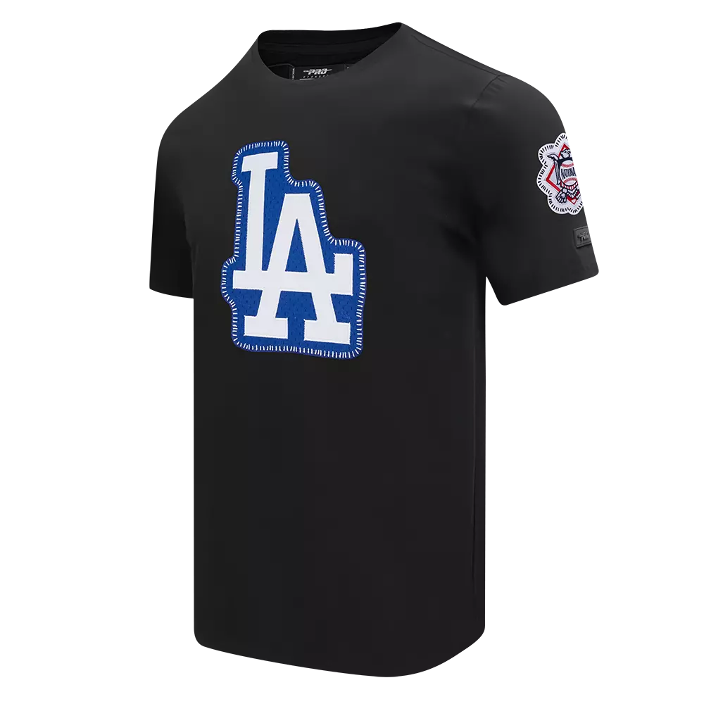 Pro Standard Men's Los Angeles Dodgers Pick Stitch Short Sleeve Tee-Black - BLACK