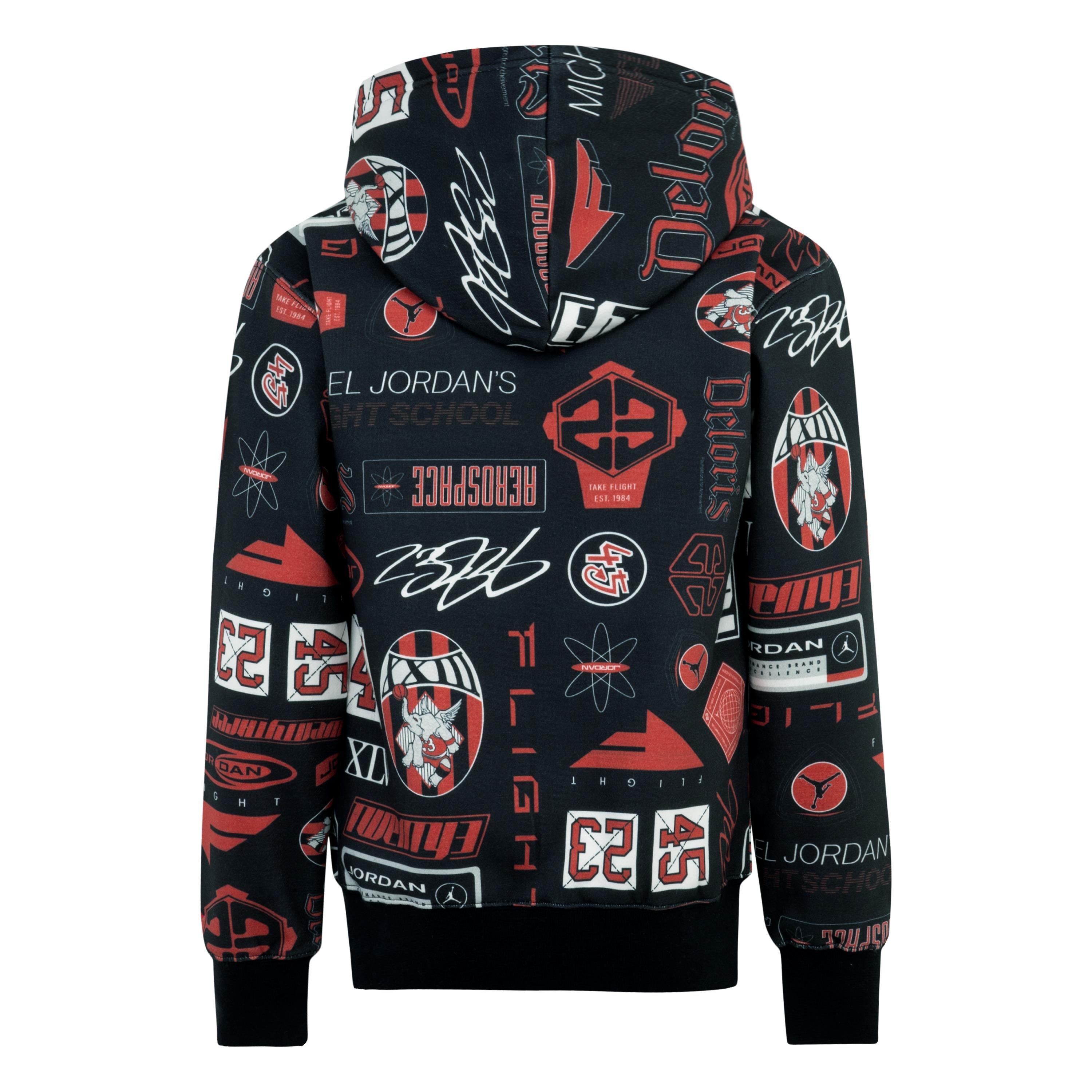 Jordan All Over Printed Fleece Black/Multi Big Boys' Pullover