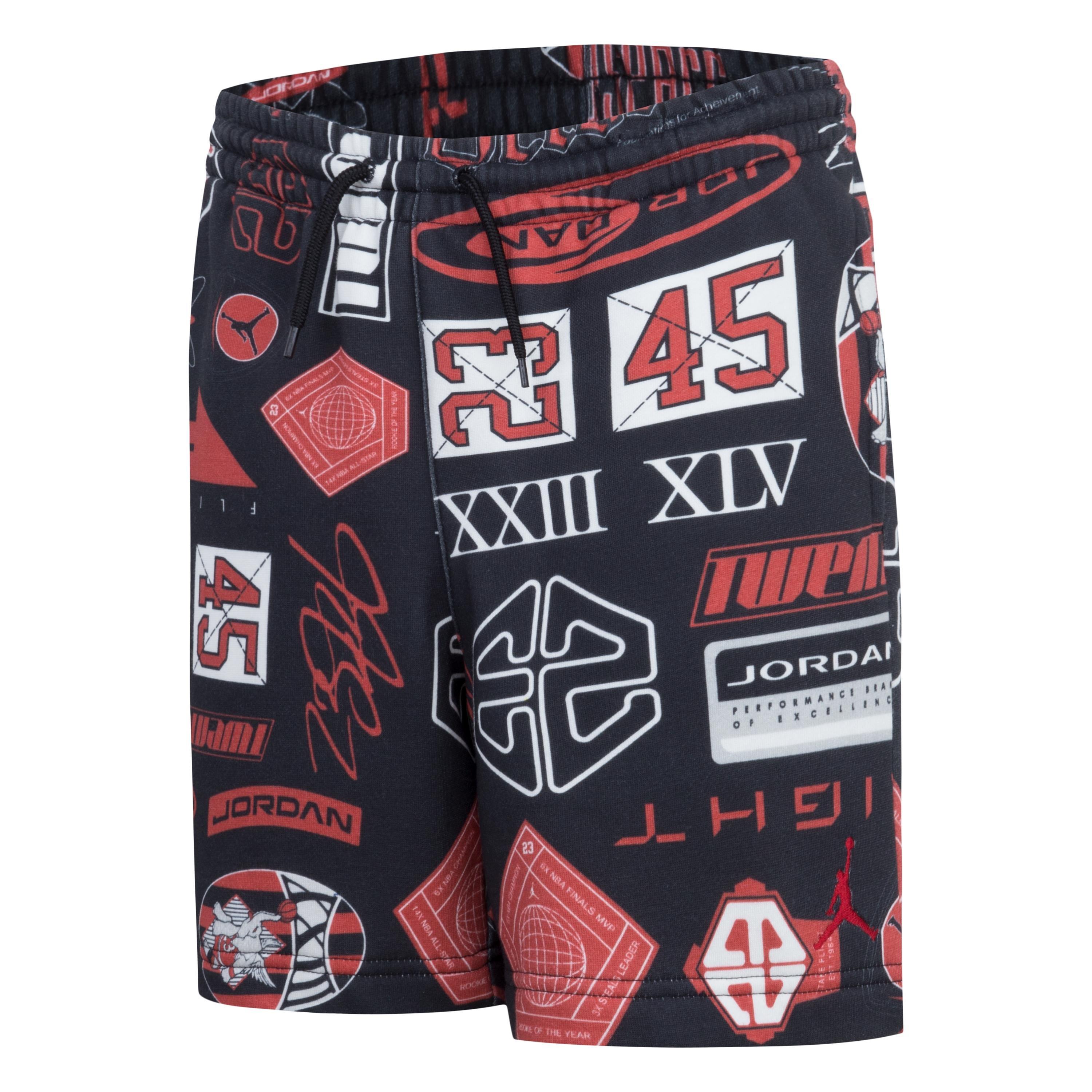 Jordan Big Boys' All Over Printed Fleece Shorts - Black/Multi - BLACK