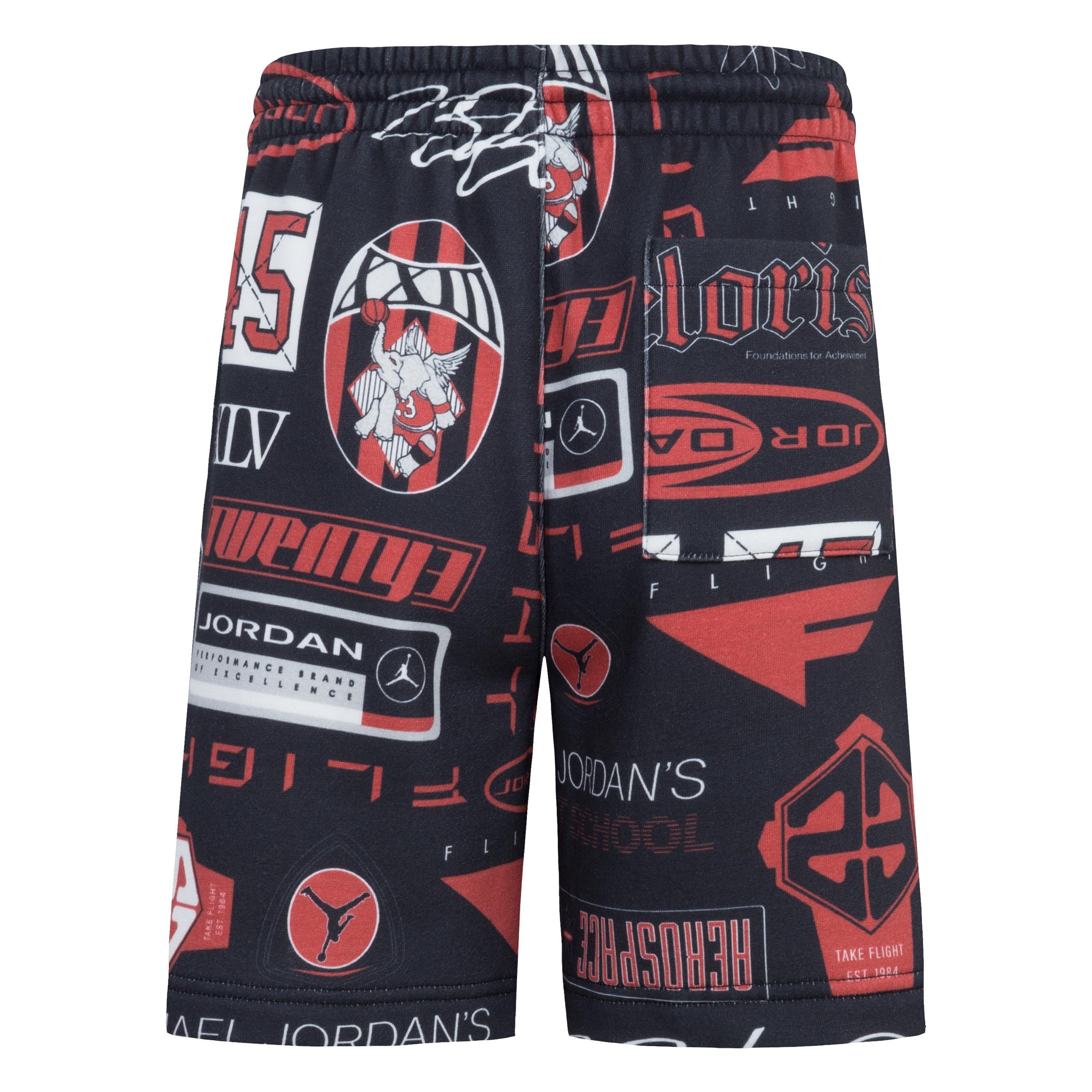 Jordan All Over Printed Fleece Black/Multi Big Boys' Shorts