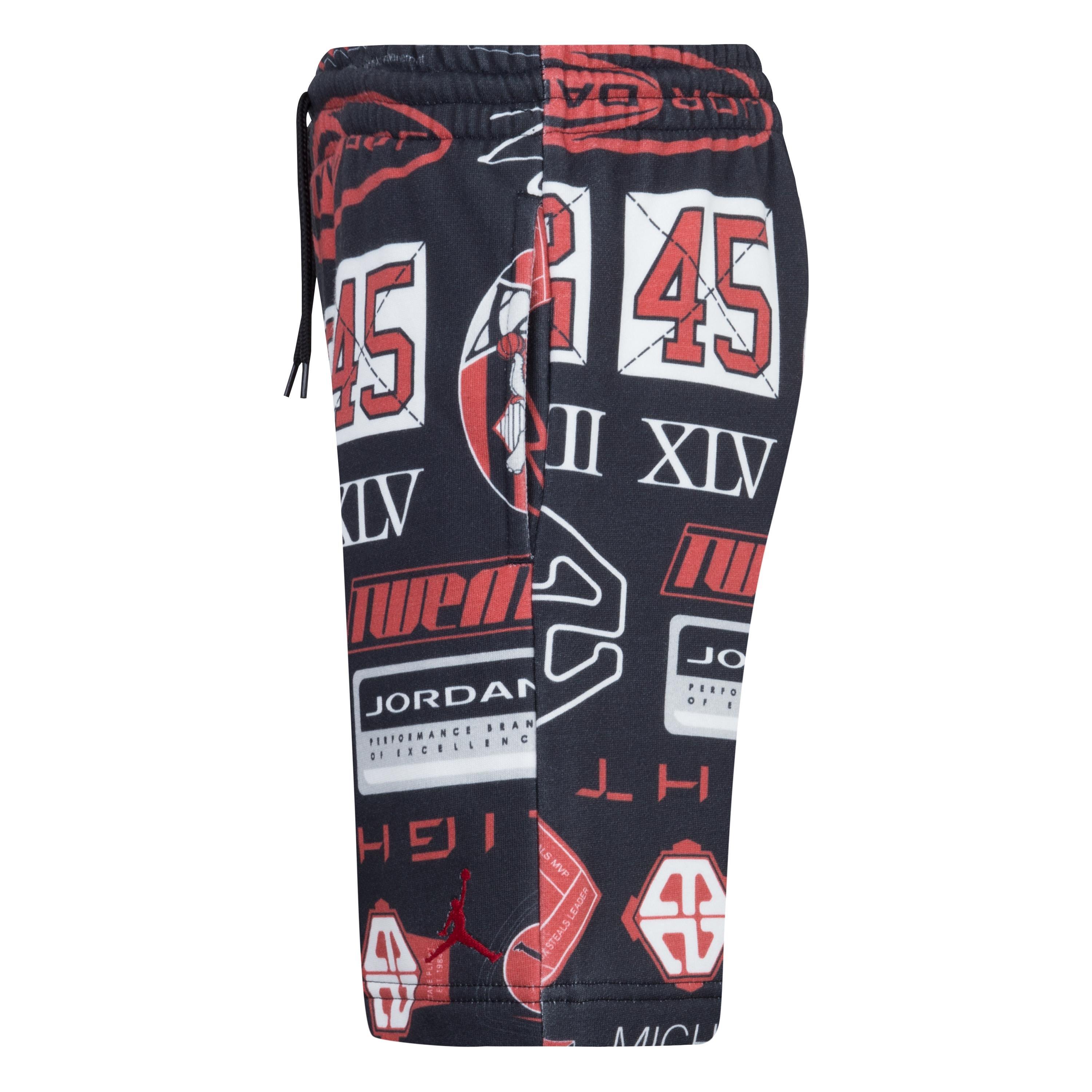 Jordan All Over Printed Fleece Black/Multi Big Boys' Shorts