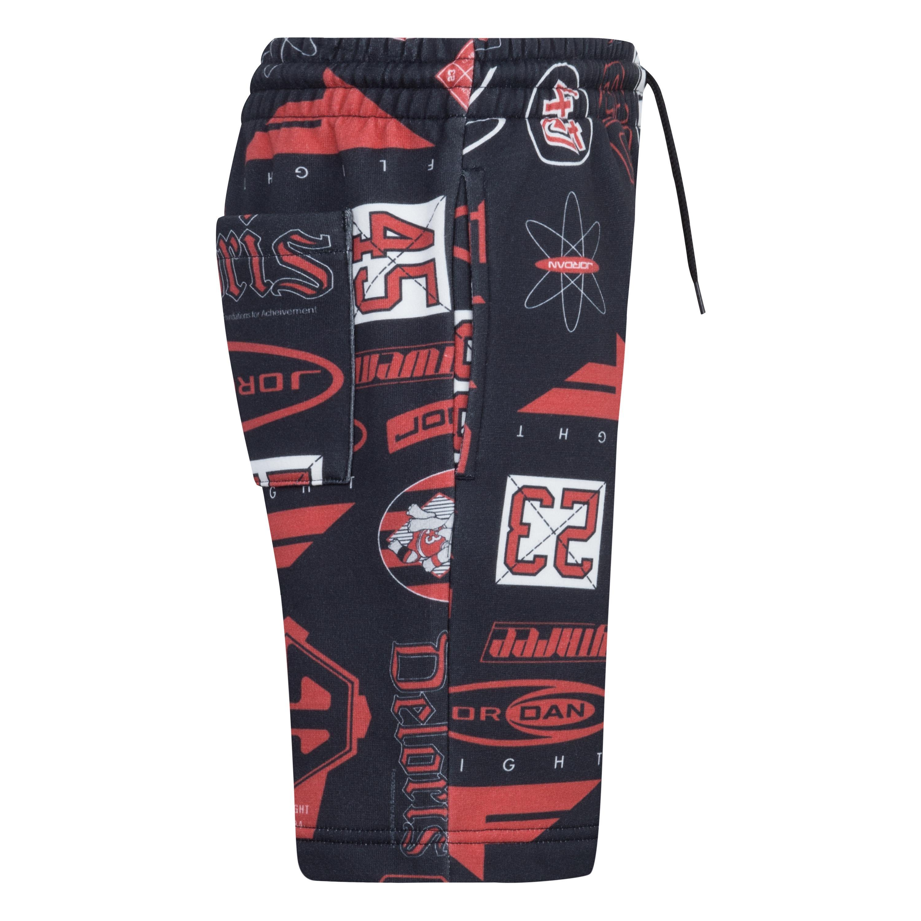 Jordan All Over Printed Fleece Black/Multi Big Boys' Shorts