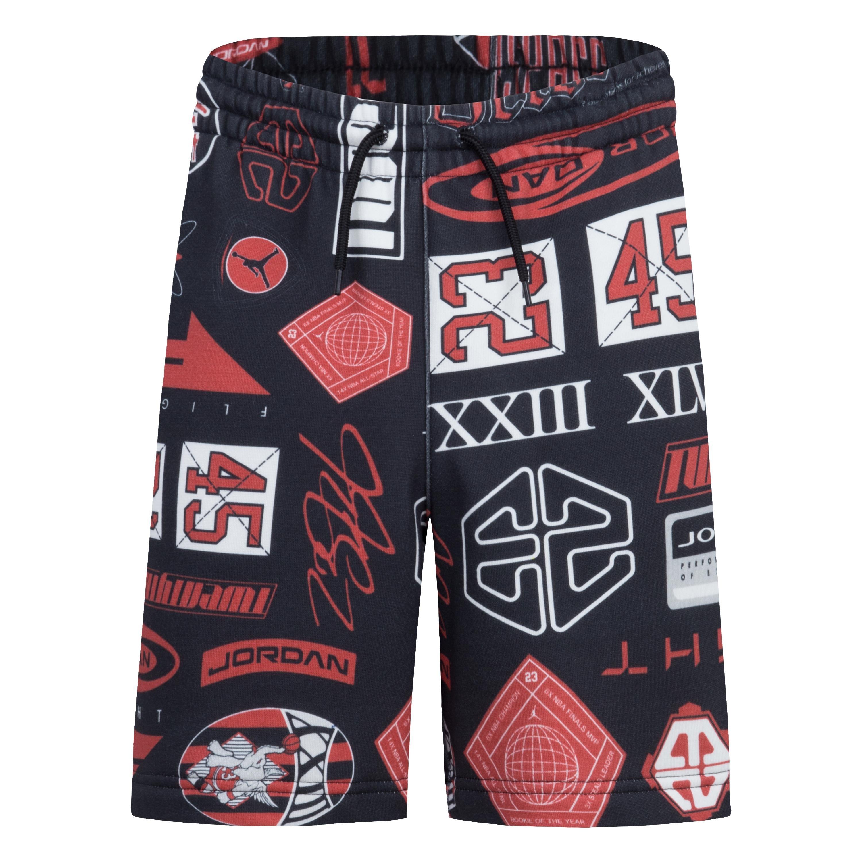 Jordan All Over Printed Fleece Black/Multi Big Boys' Shorts