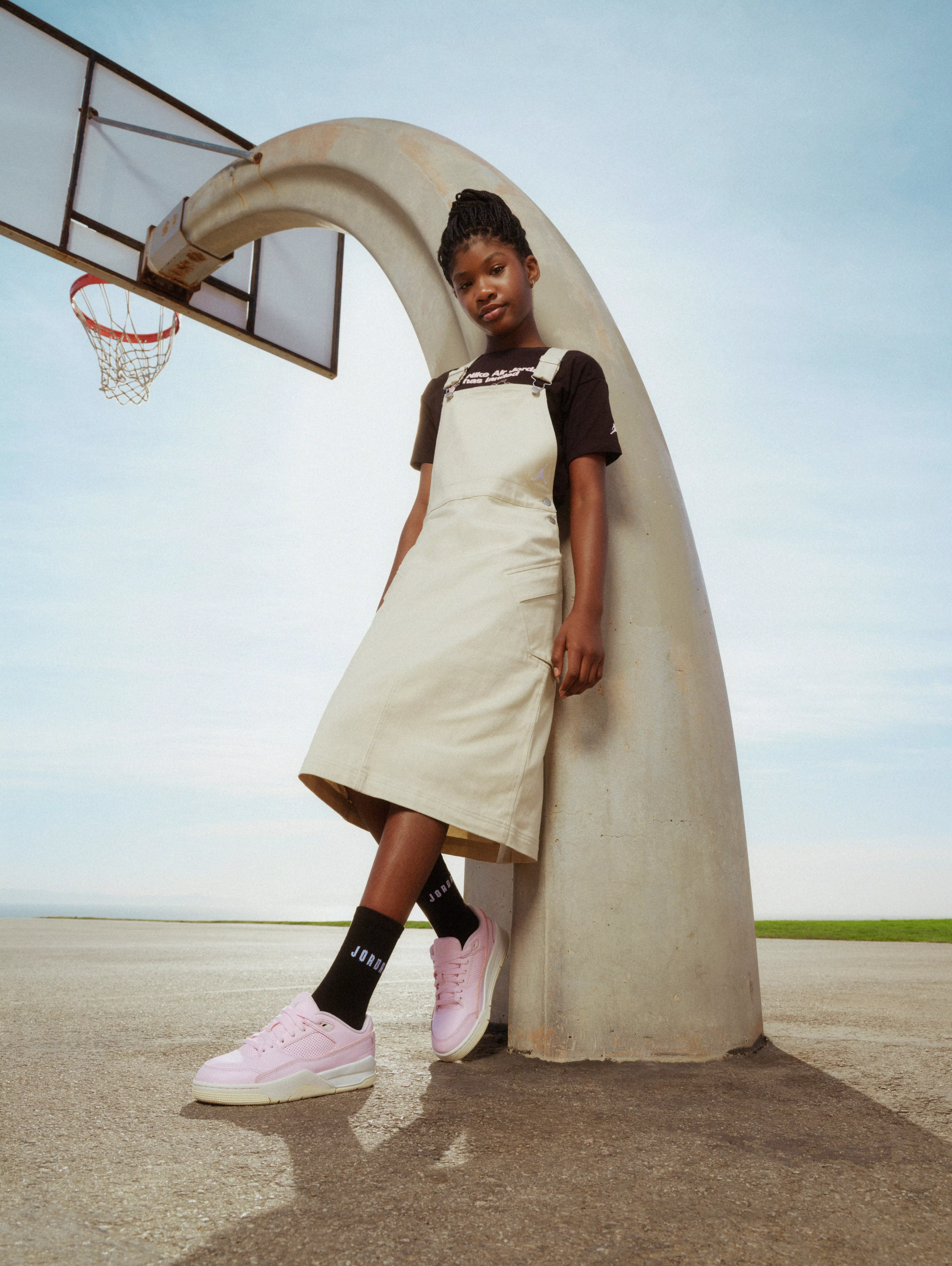 Jordan Big Girls' Oversized Graphic Tee - Black - BLACK